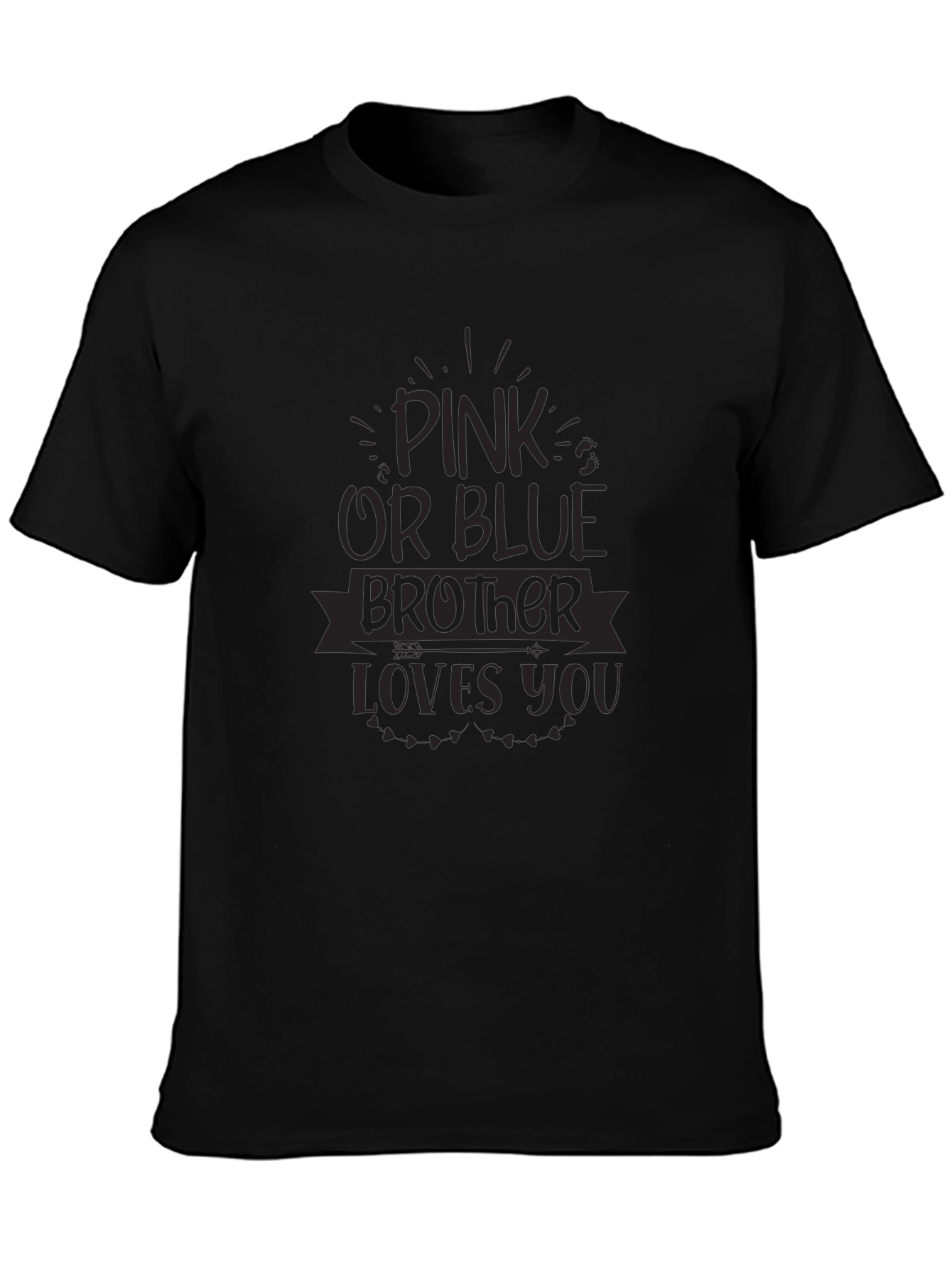 Pink or Blue Brother Loves You Black T-Shirt