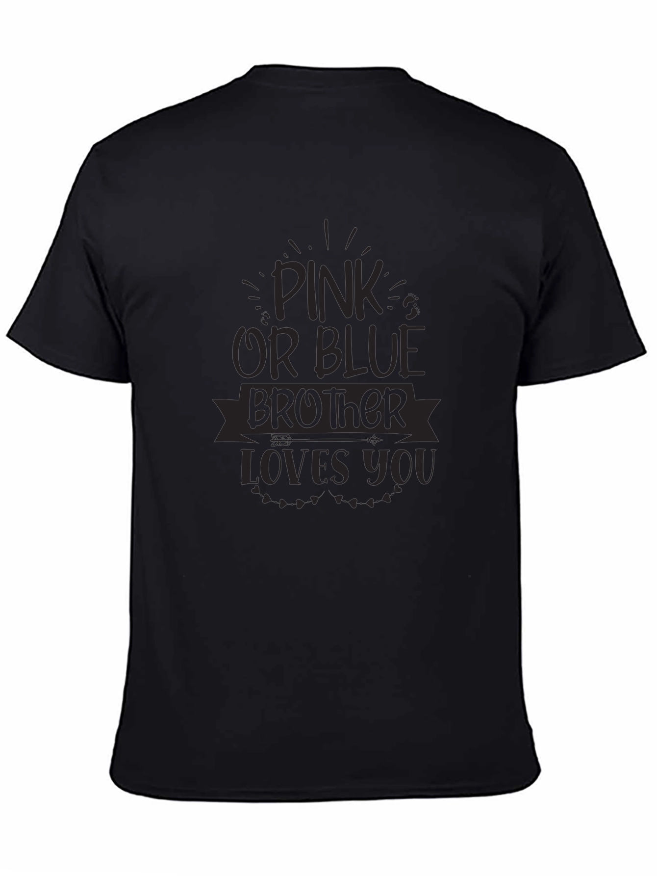 Pink or Blue Brother Loves You Black T-Shirt