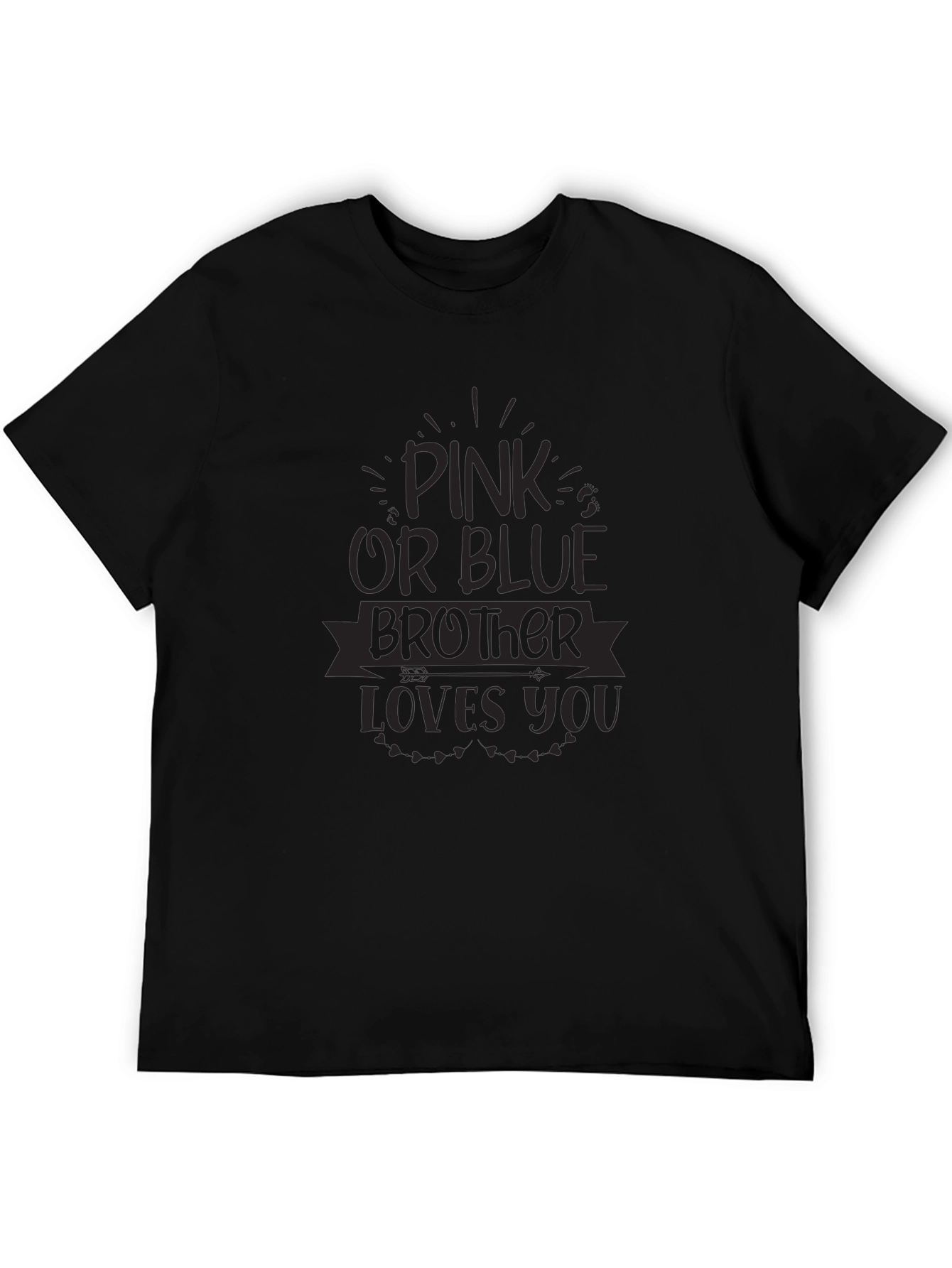 Pink or Blue Brother Loves You Black T-Shirt