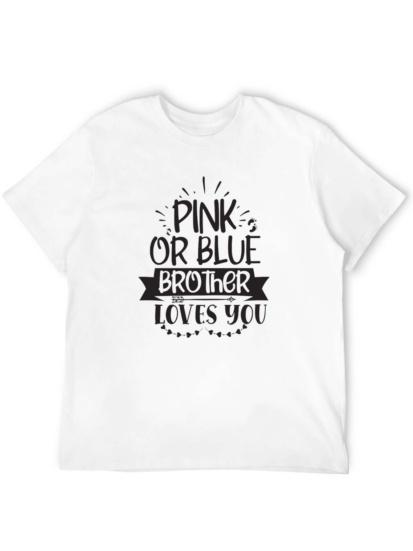 Pink or Blue Brother Loves You Black T-Shirt