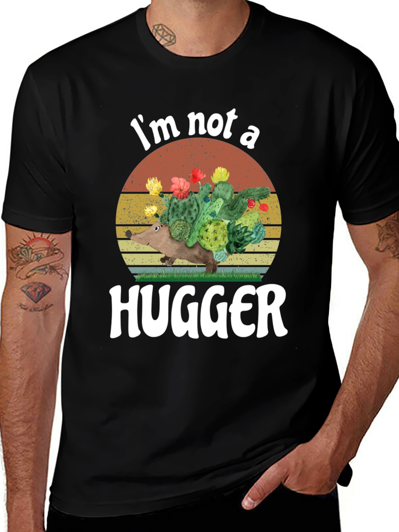 Im Not A Hugger T-Shirt Funny Cactus Graphic Tee