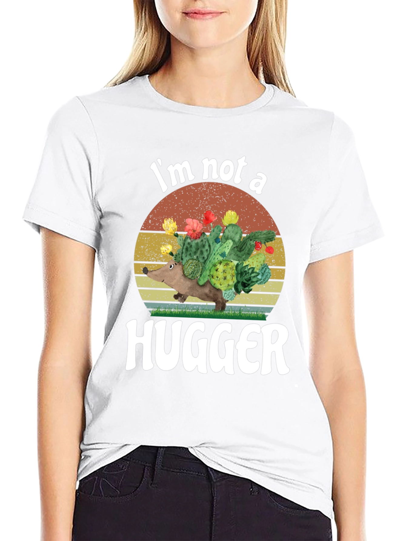 Im Not A Hugger T-Shirt Funny Cactus Graphic Tee
