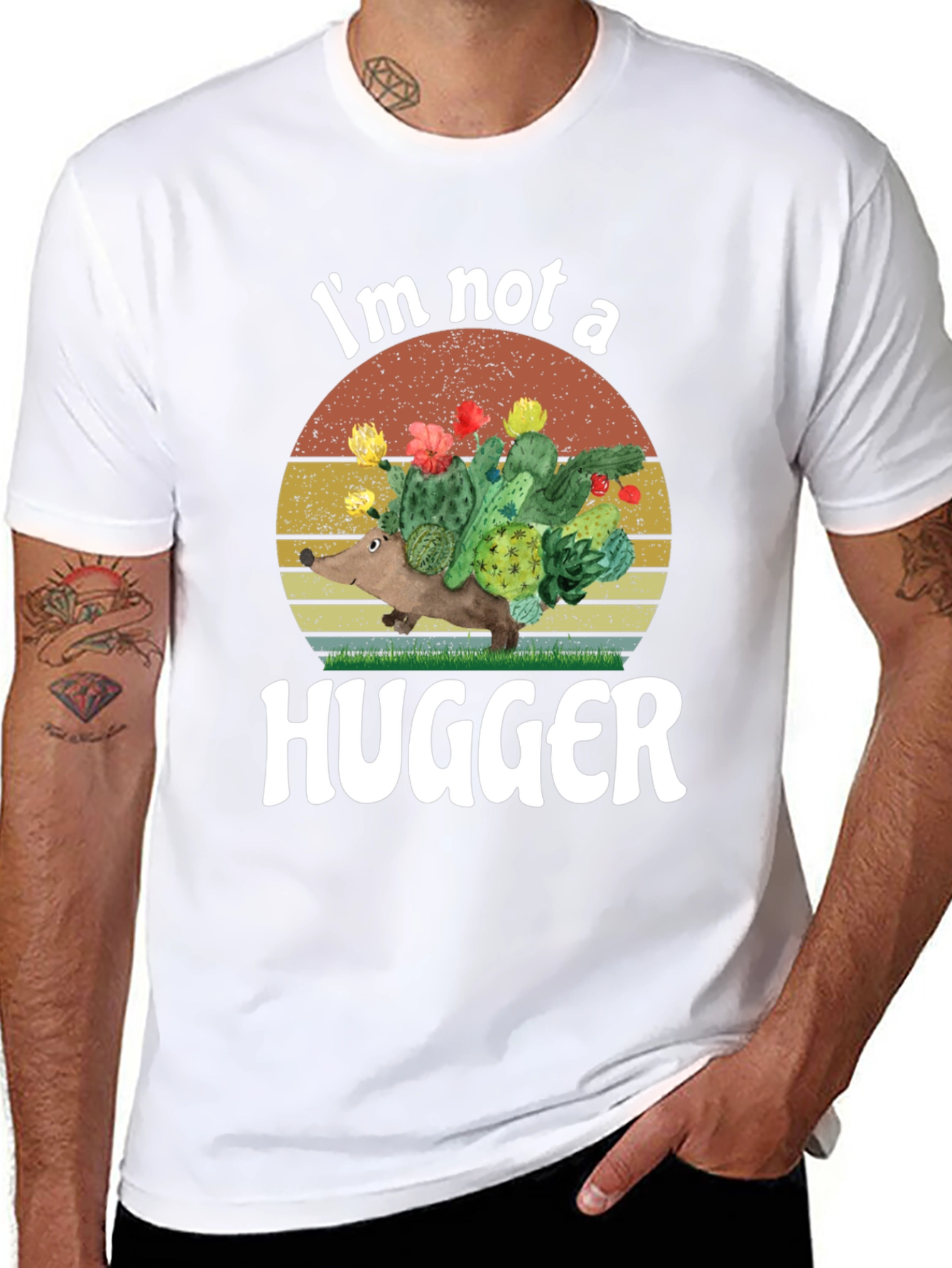 Im Not A Hugger T-Shirt Funny Cactus Graphic Tee