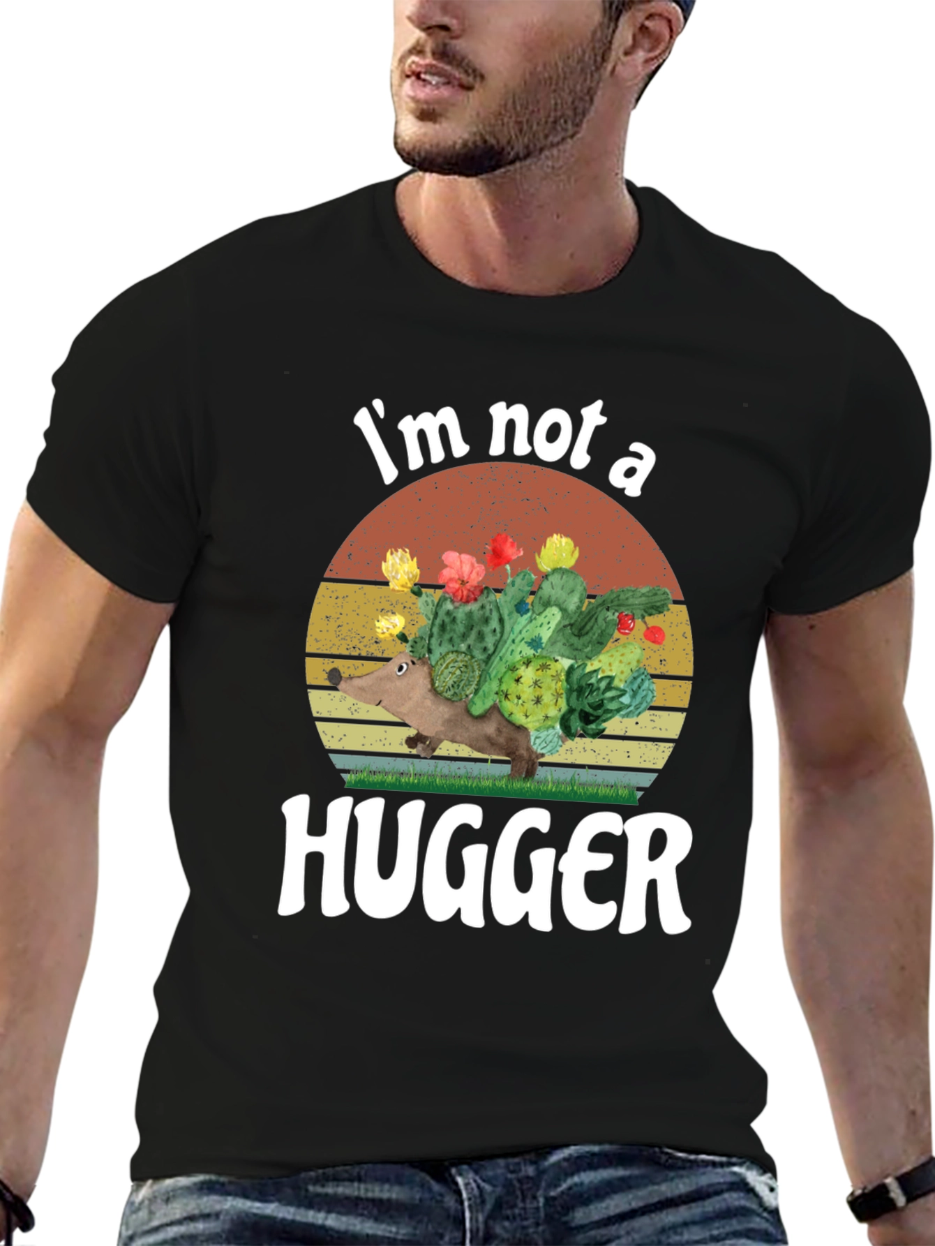 Im Not A Hugger T-Shirt Funny Cactus Graphic Tee