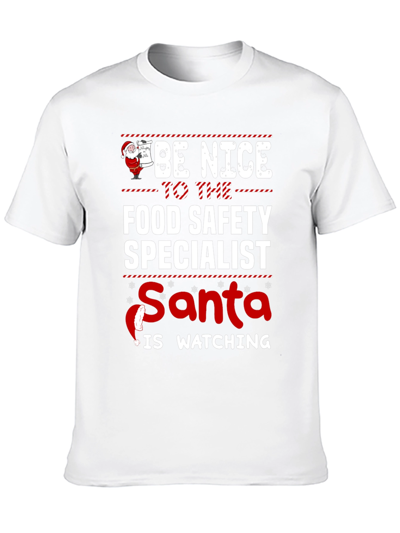 Food Safety Specialist Santa Watching Holiday T-Shirt