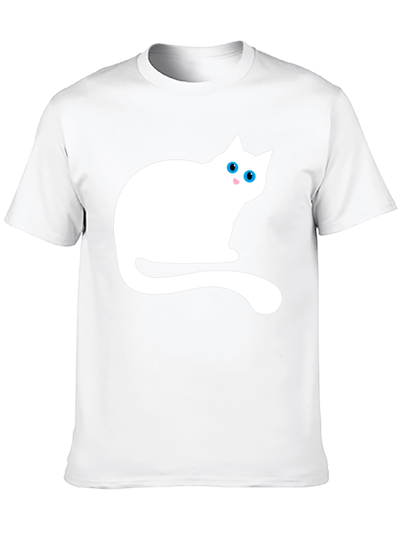 Black T-Shirt with White Cat Graphic