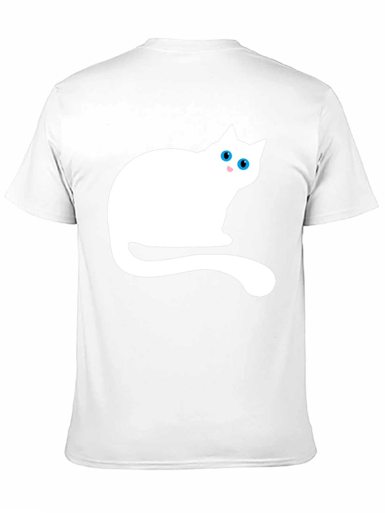 Black T-Shirt with White Cat Graphic