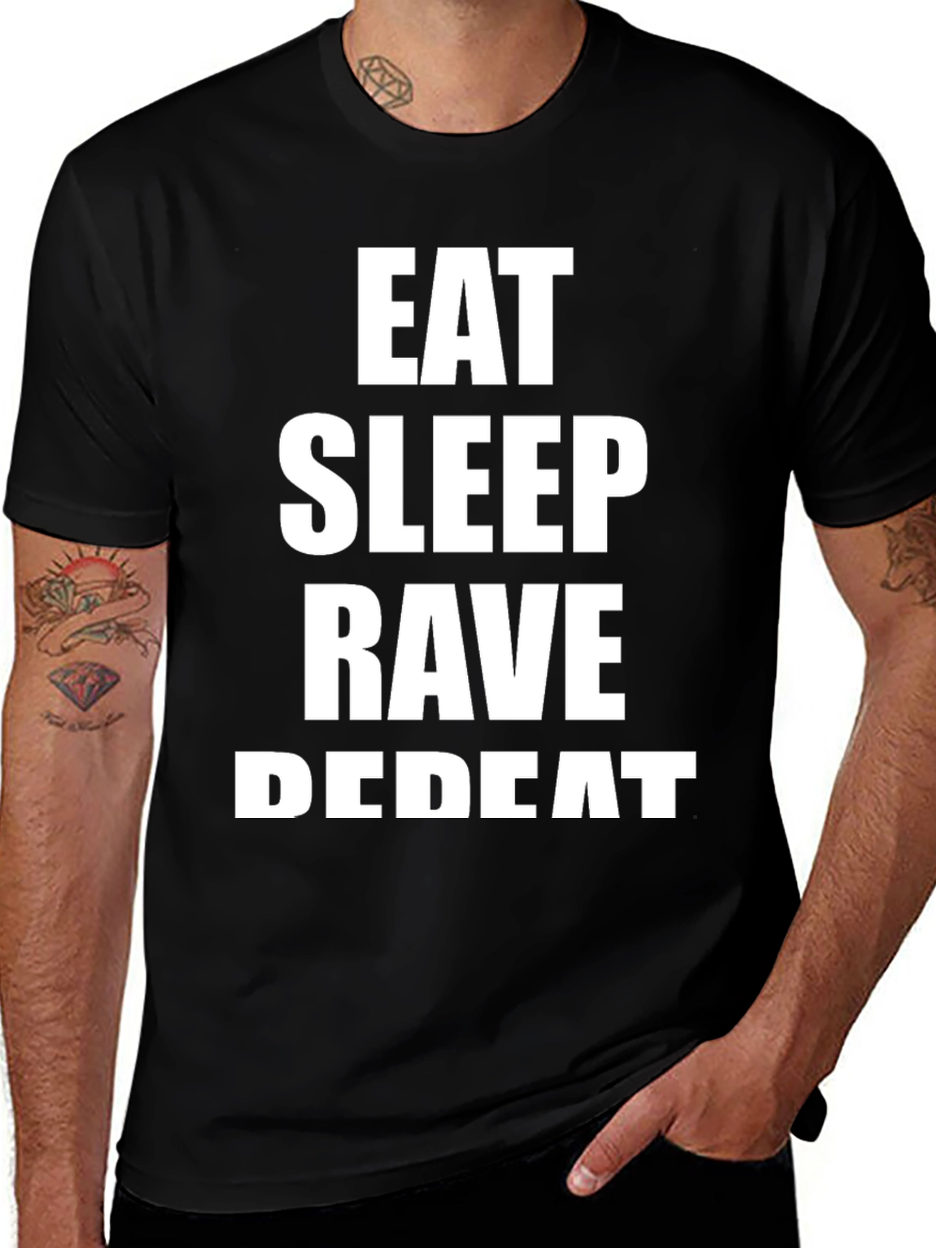 Eat Sleep Rave Repeat Black Graphic Tee