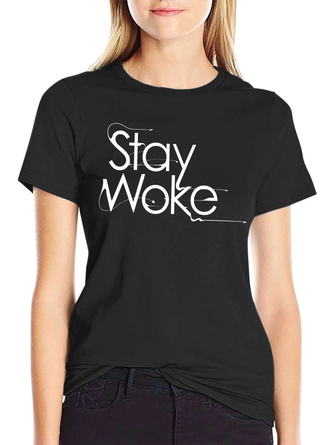 Stay Woke Black Graphic Tee - Trendy Slogan T-Shirt