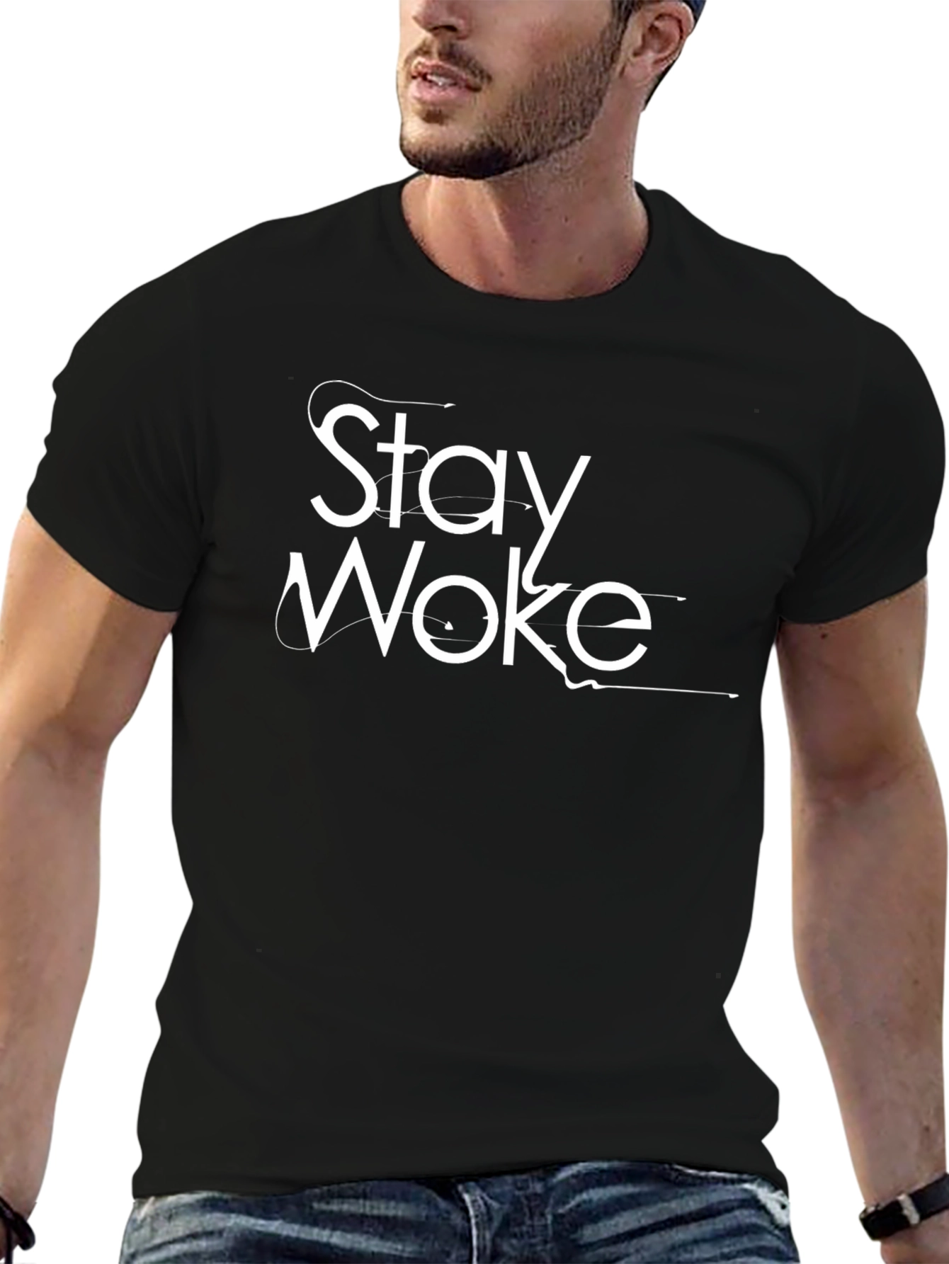 Stay Woke Black Graphic Tee - Trendy Slogan T-Shirt