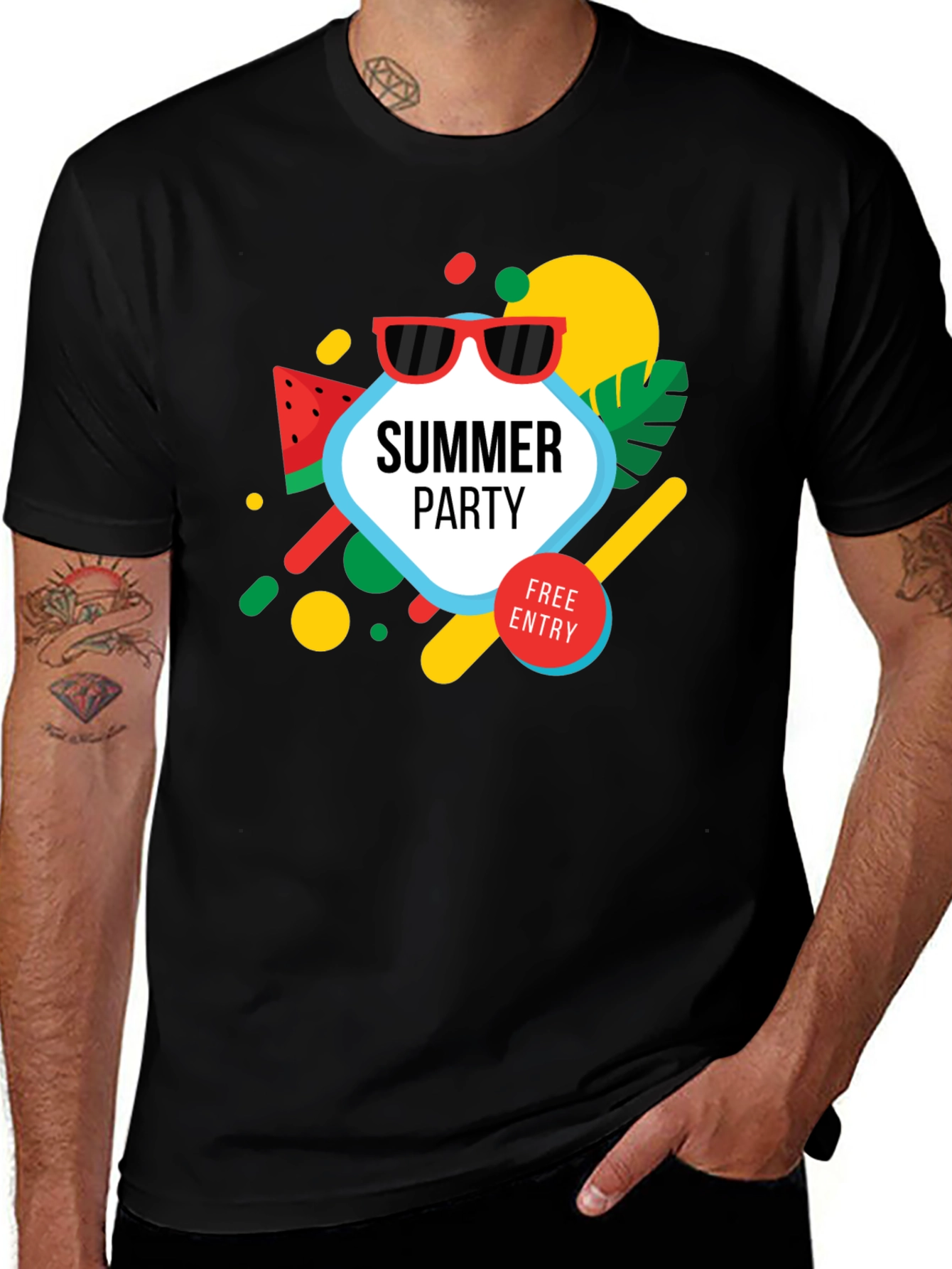 Summer Party Graphic Tee - Black T-Shirt