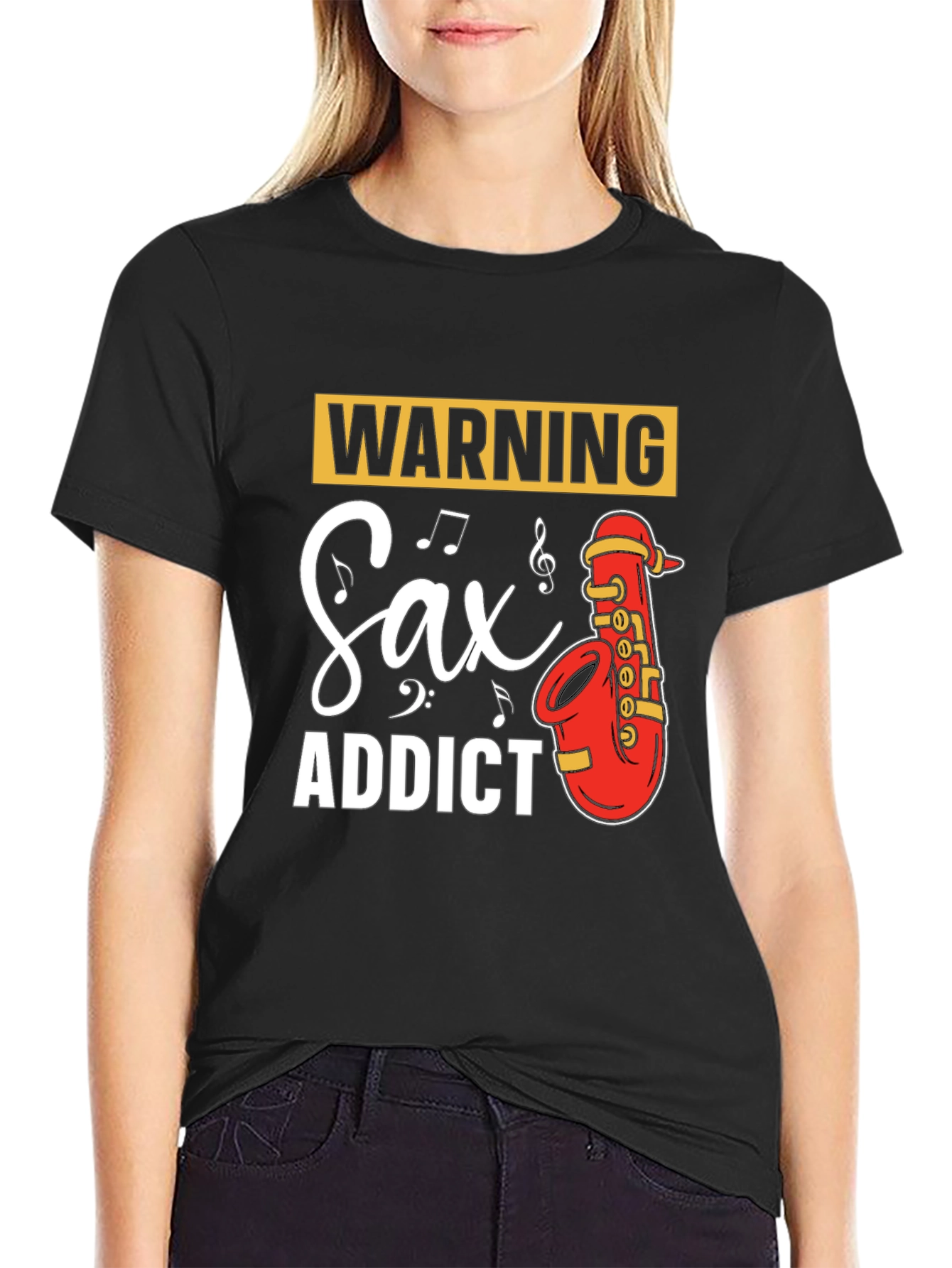 Warning Sax Addict Black T-Shirt