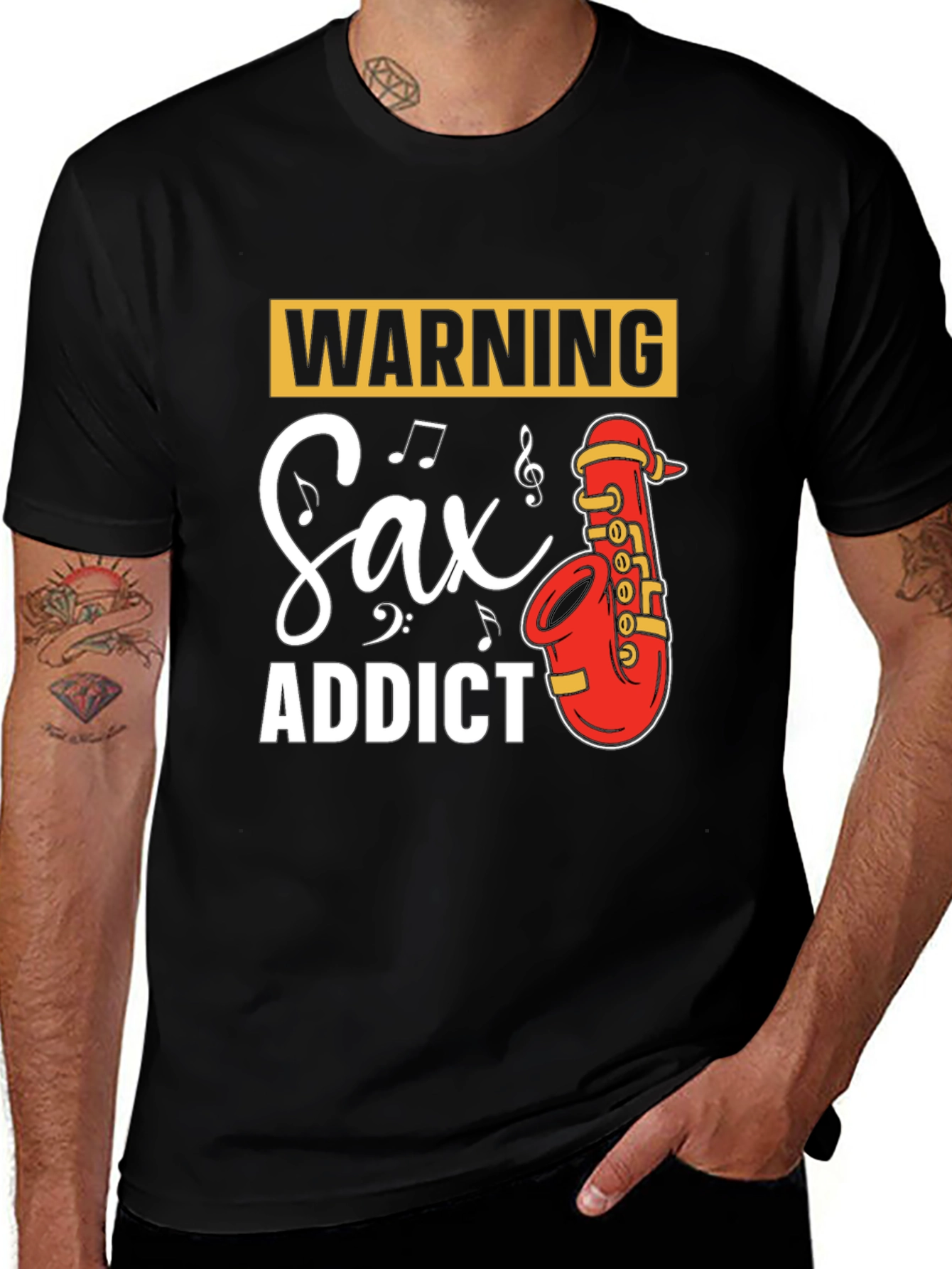 Warning Sax Addict Black T-Shirt