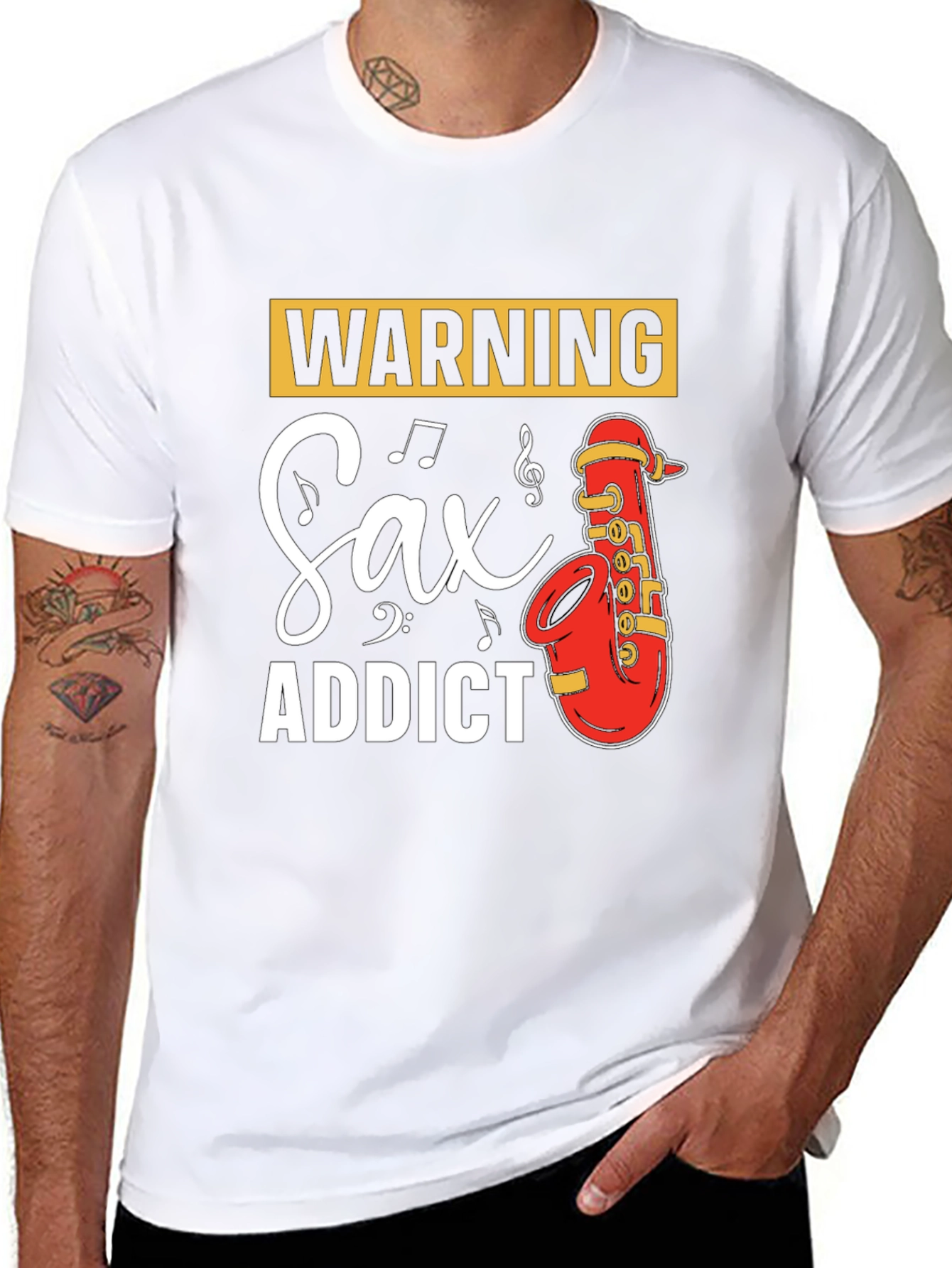 Warning Sax Addict Black T-Shirt