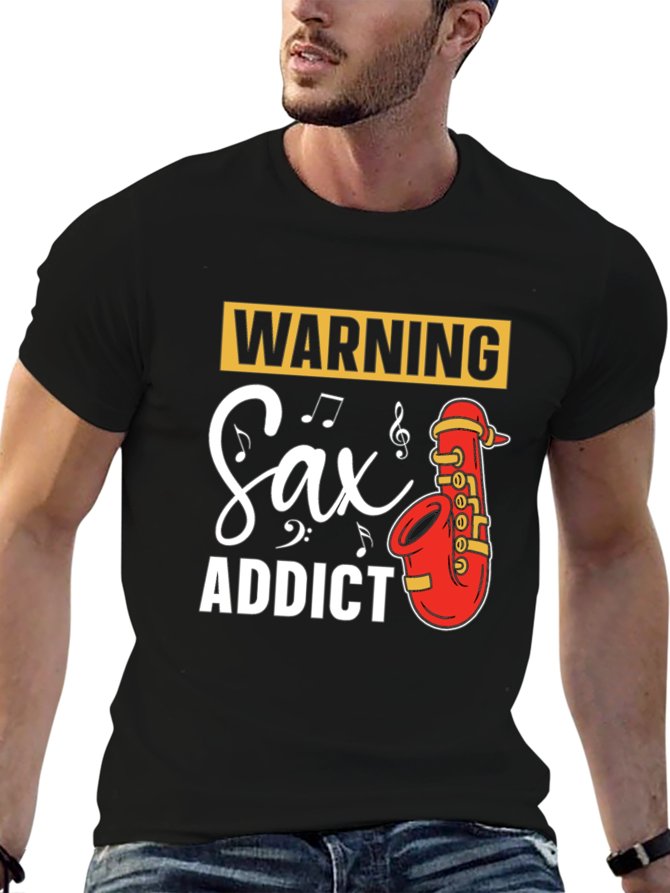 Warning Sax Addict Black T-Shirt