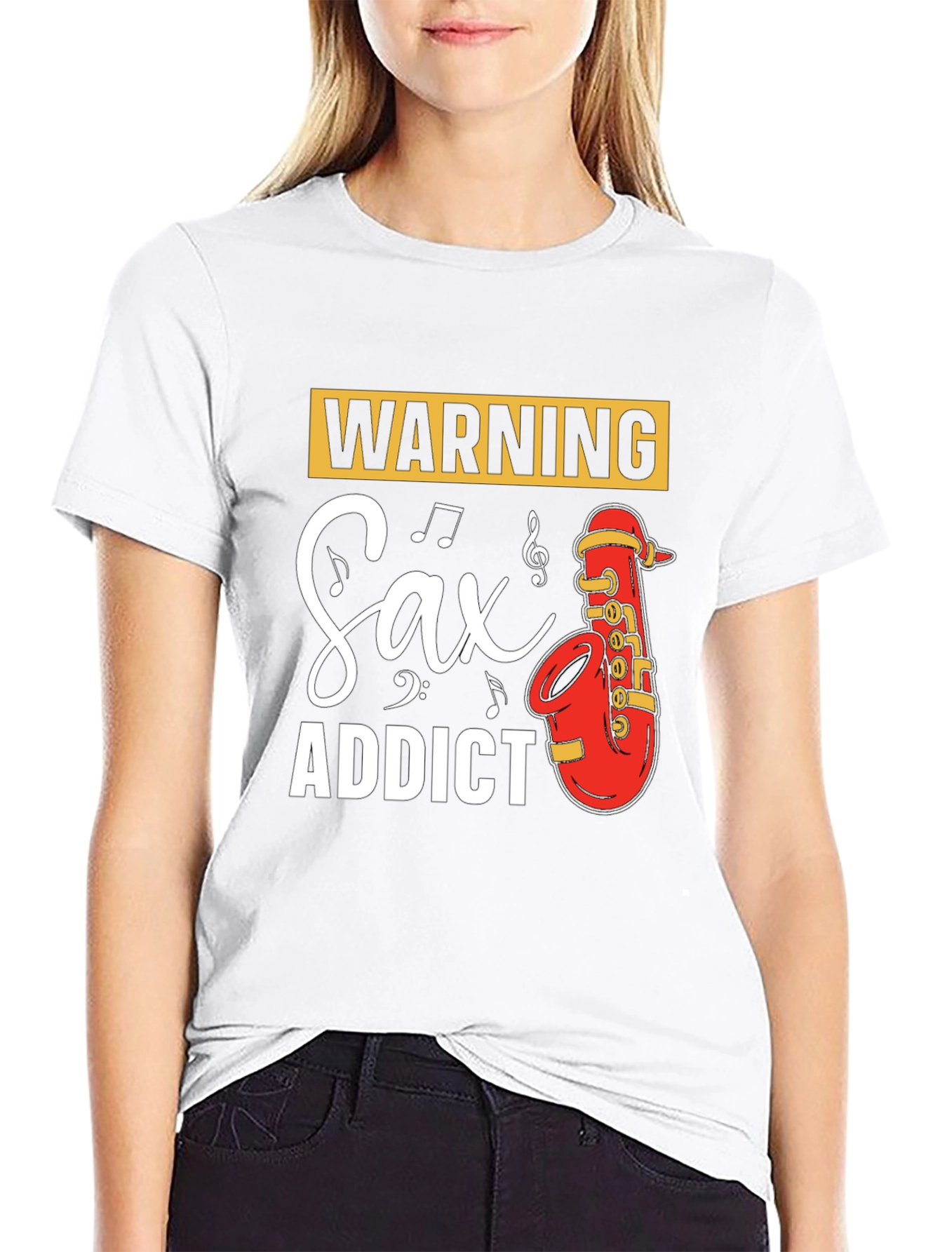Warning Sax Addict Black T-Shirt