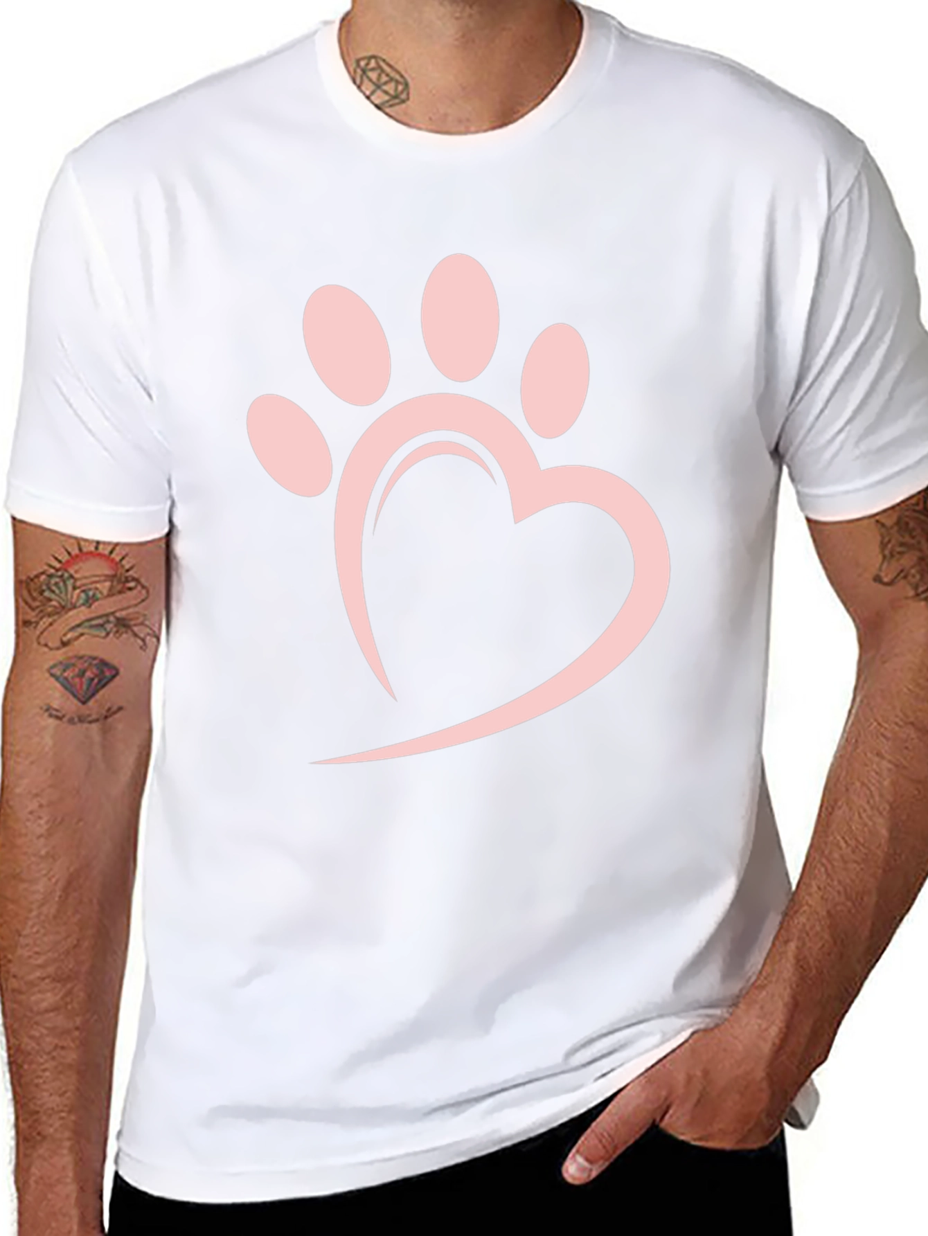 Heart Paw Print Black T-Shirt