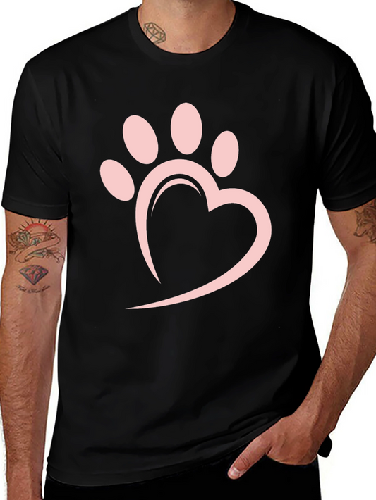 Heart Paw Print Black T-Shirt