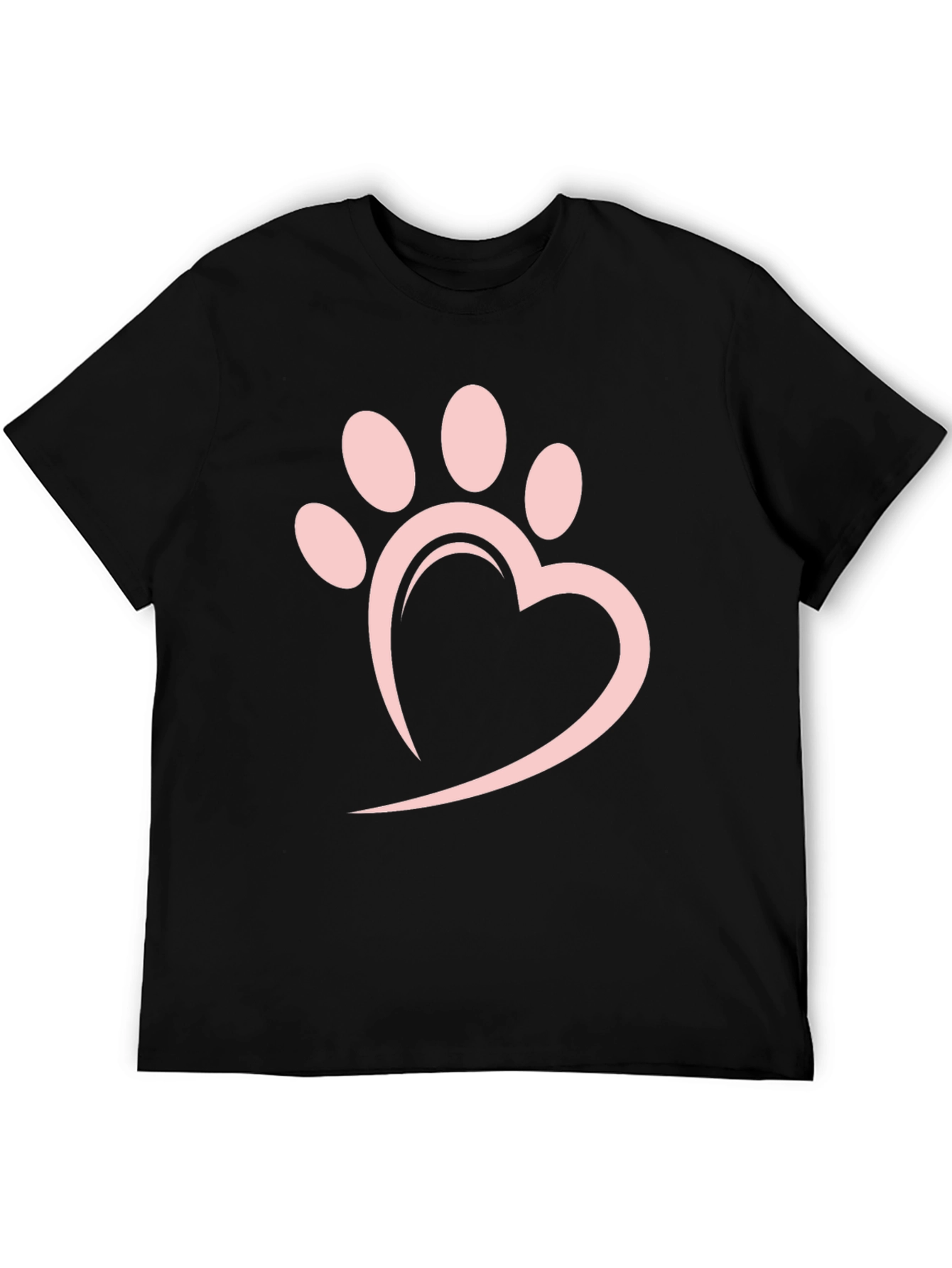 Heart Paw Print Black T-Shirt