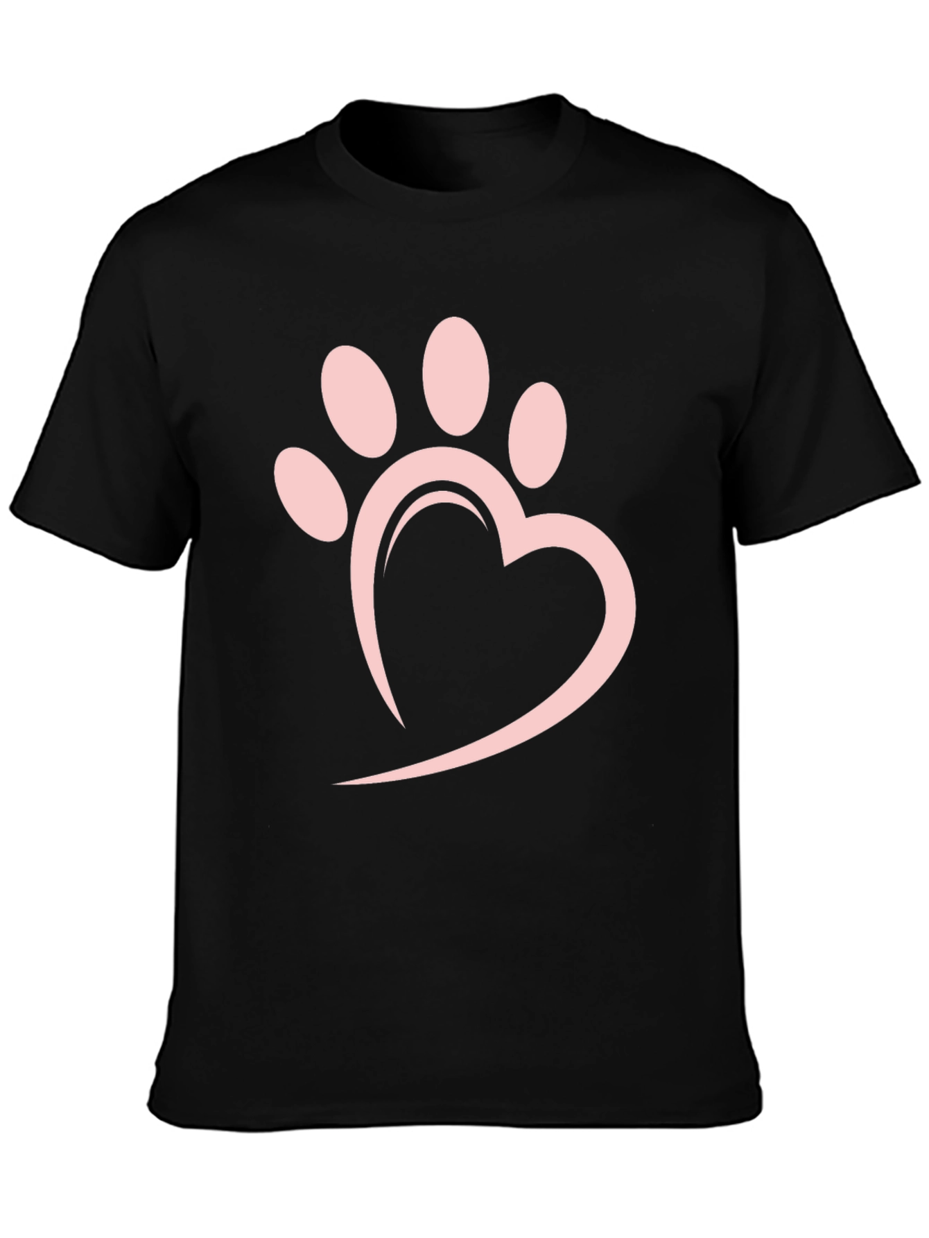 Heart Paw Print Black T-Shirt