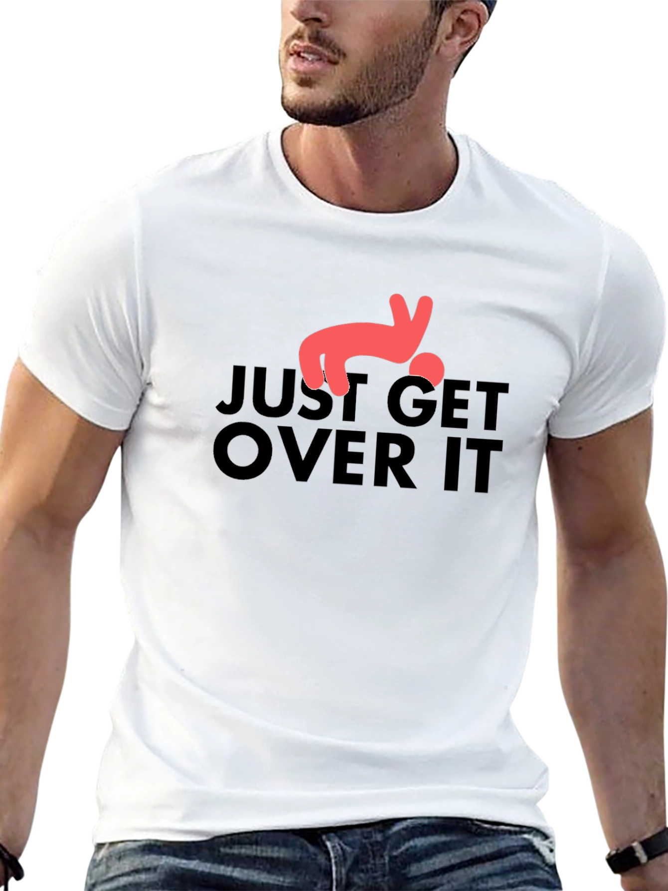 Just Get Over It T-Shirt Funny Falling Man Tee