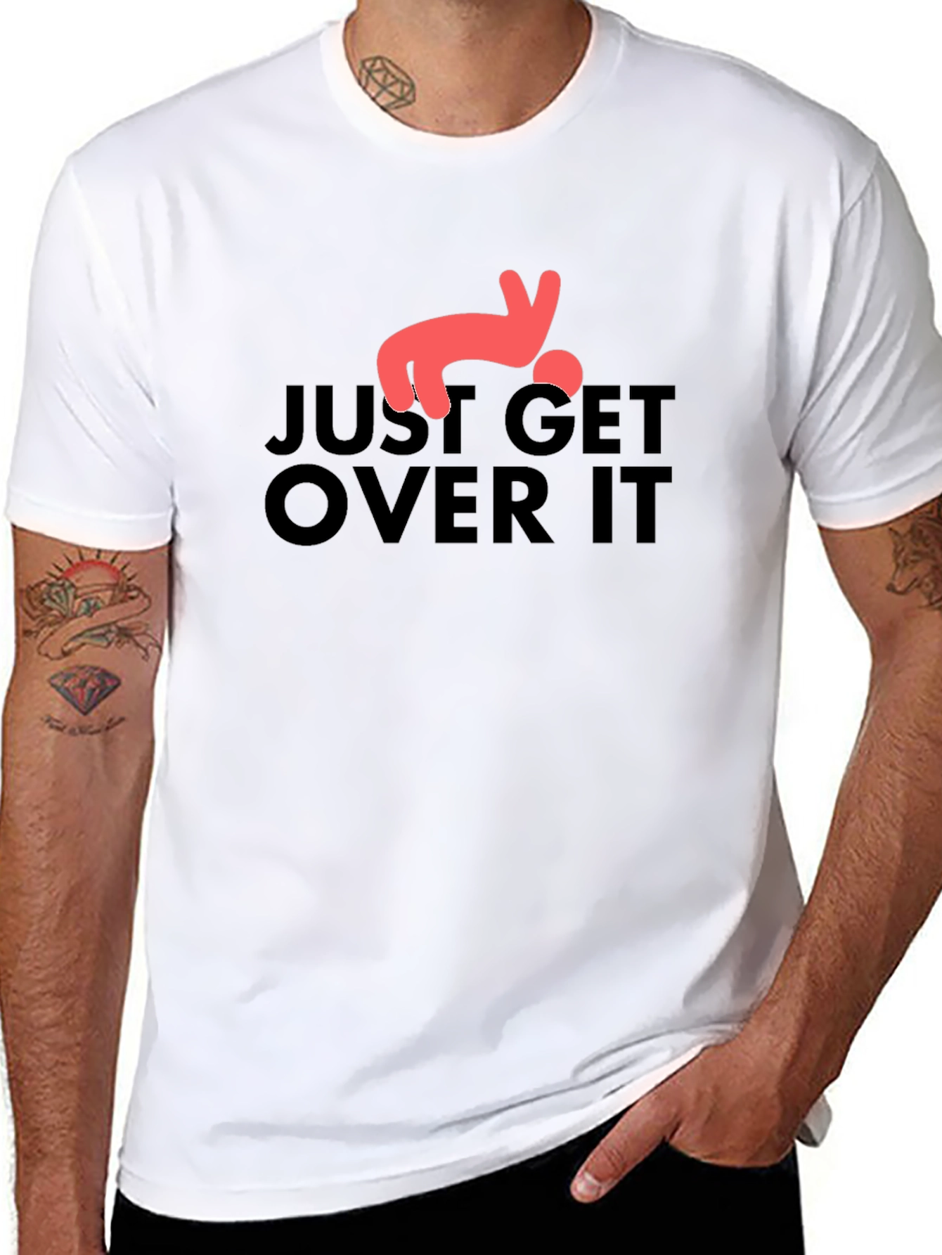 Just Get Over It T-Shirt Funny Falling Man Tee