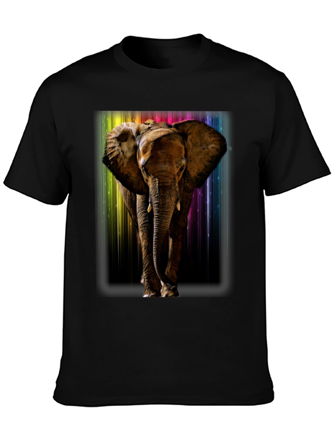Elephant Rainbow T-Shirt - Mens Black Tee
