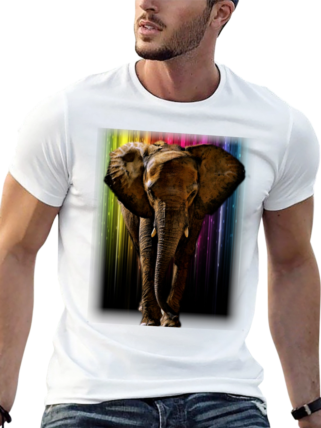 Elephant Rainbow T-Shirt - Mens Black Tee