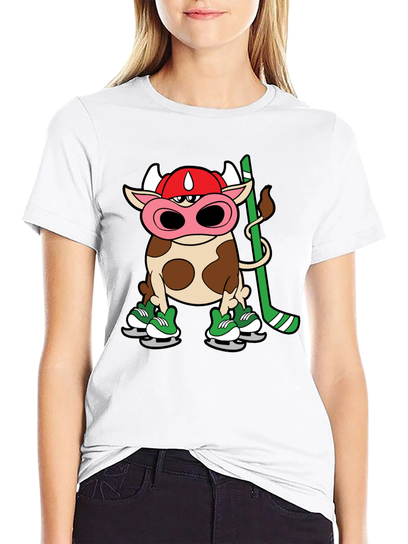 Hockey Cow T-Shirt - Unique Cartoon Tee