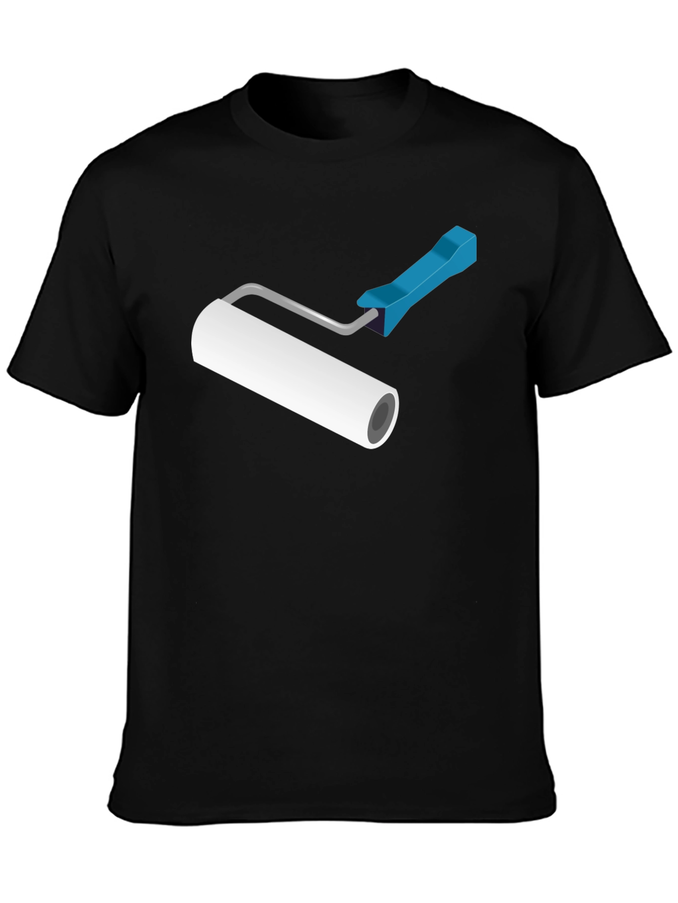Paint Roller Graphic T-Shirt - Black Cotton Blend