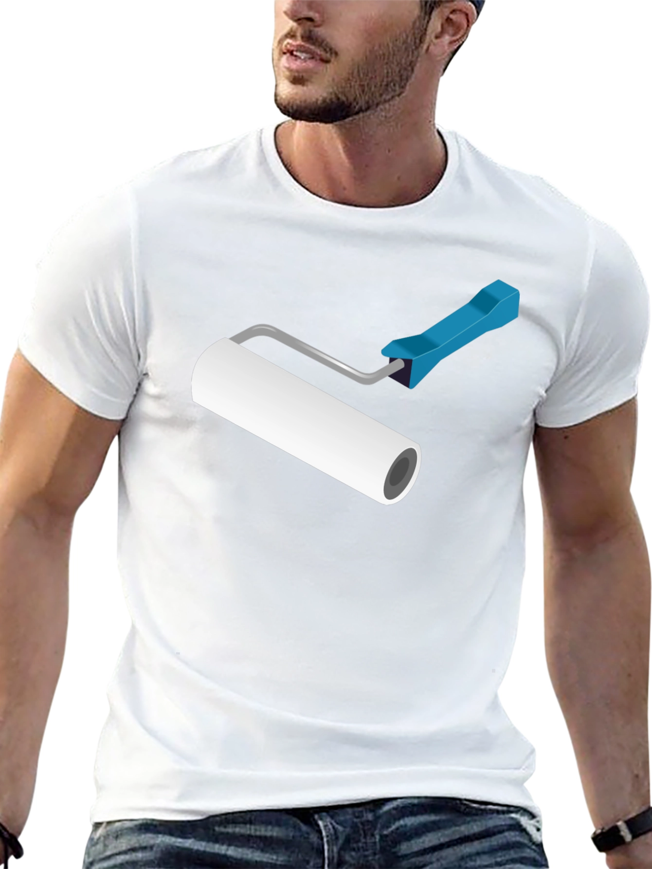 Paint Roller Graphic T-Shirt - Black Cotton Blend
