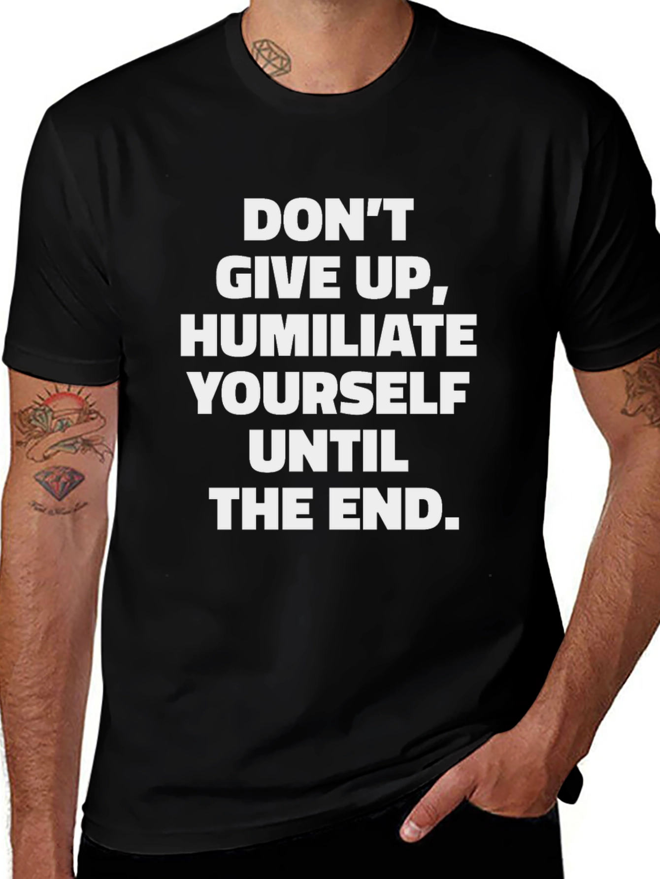 Humorous Slogan Graphic Tee - Black