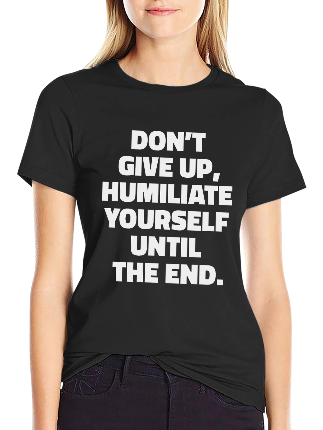 Humorous Slogan Graphic Tee - Black