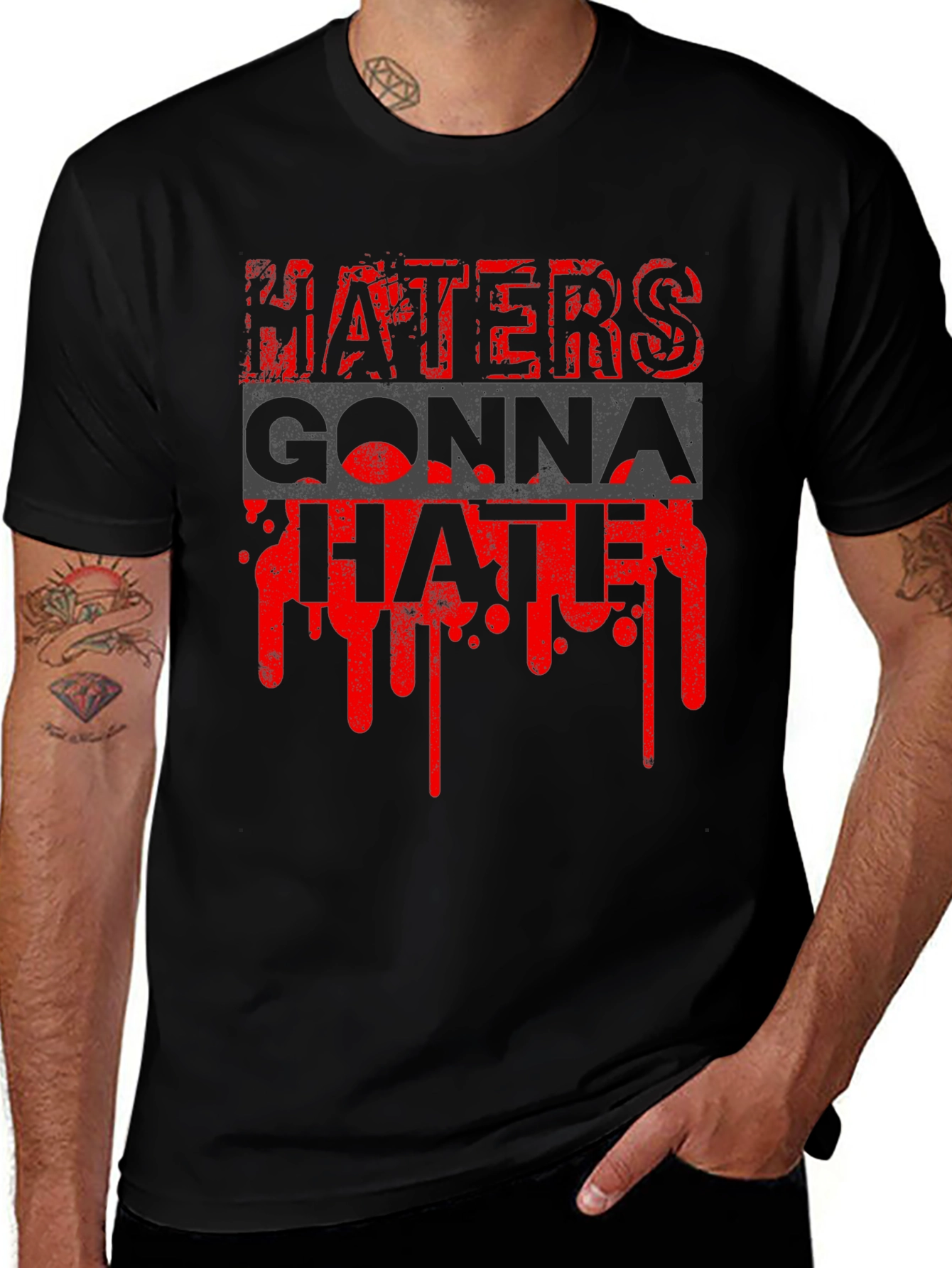 Haters Gonna Hate Graphic Tee - Mens Black T-Shirt