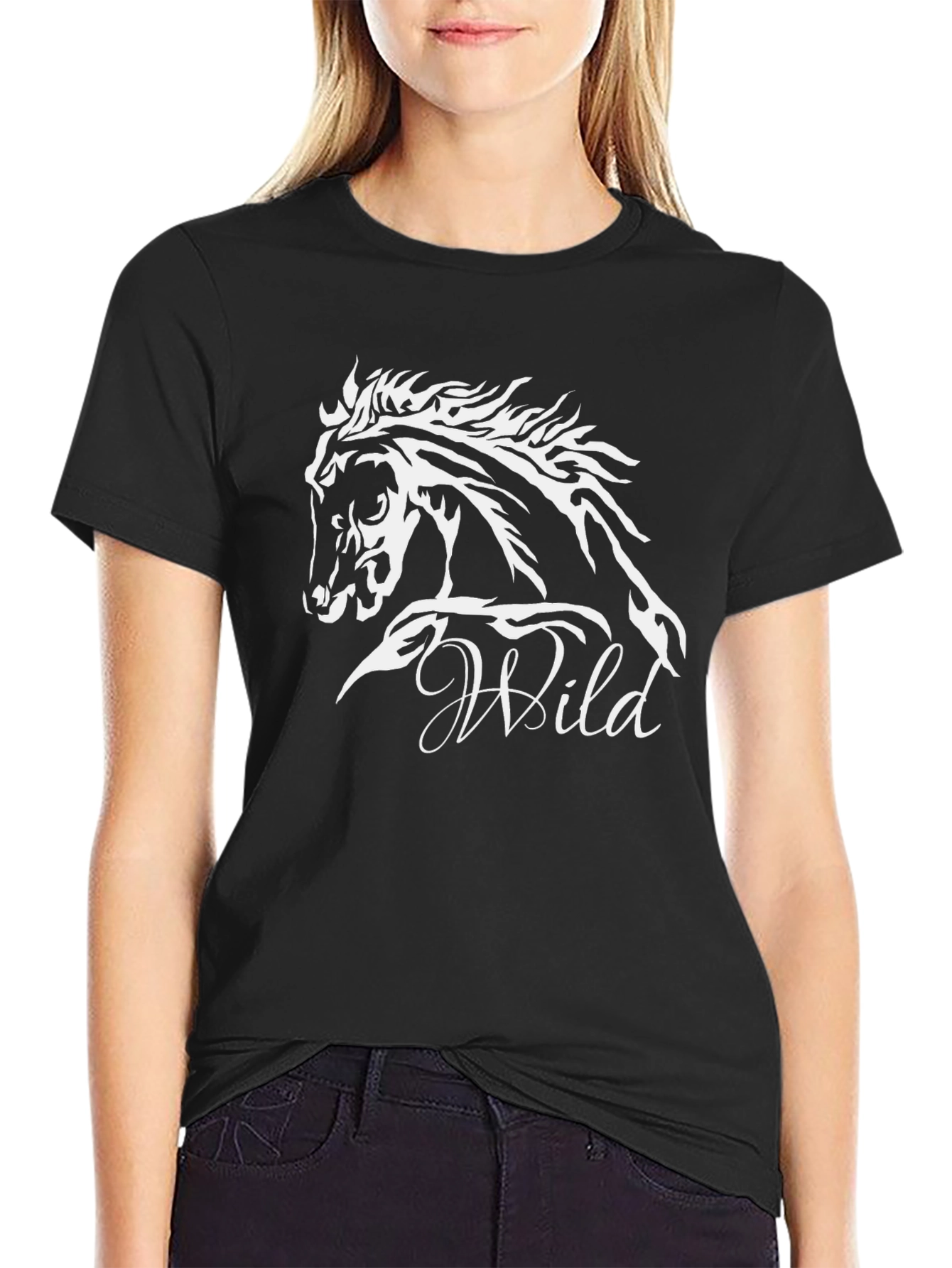 Wild Horse Graphic Tee - Stylish Black T-Shirt