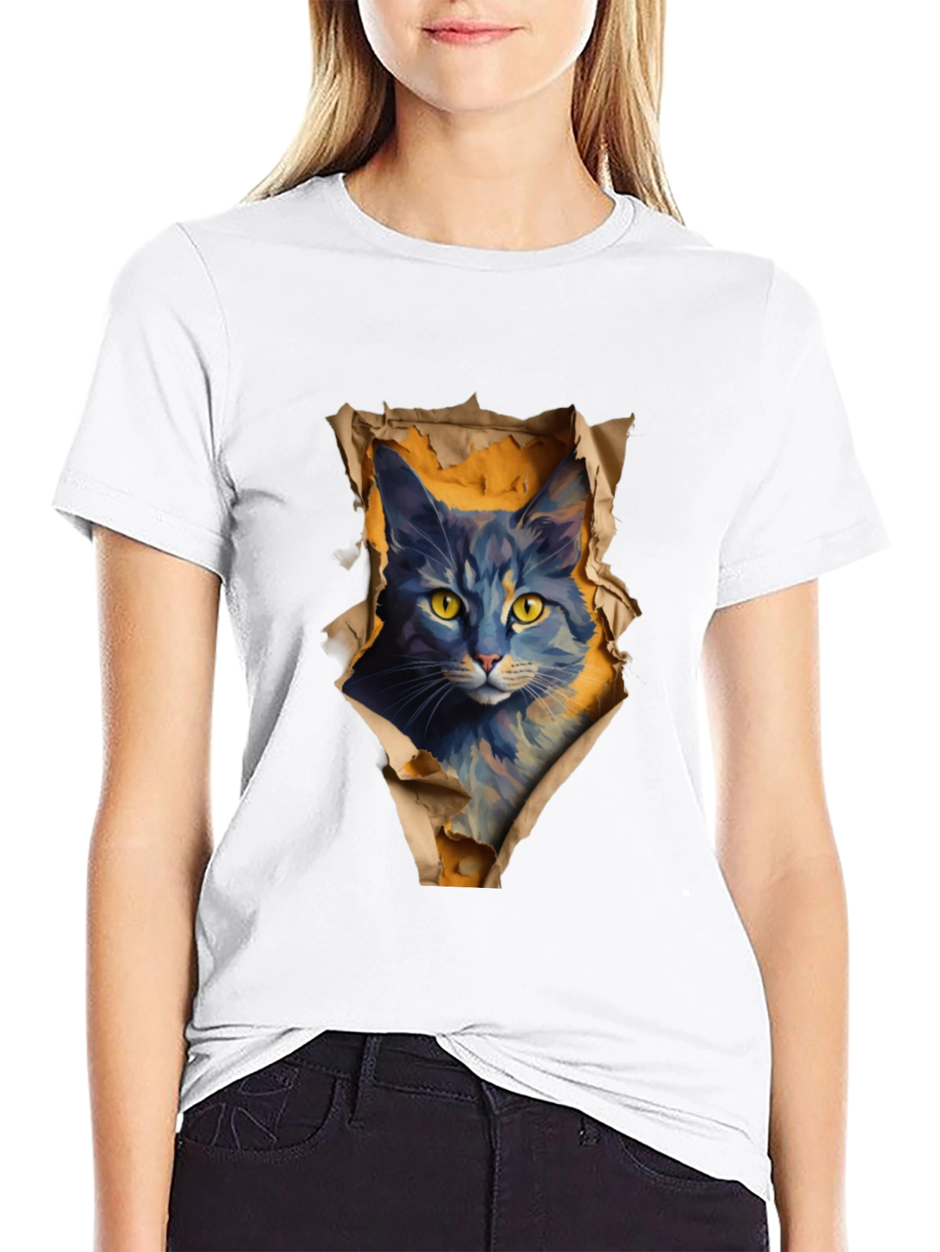 Cat Graphic Black T-Shirt