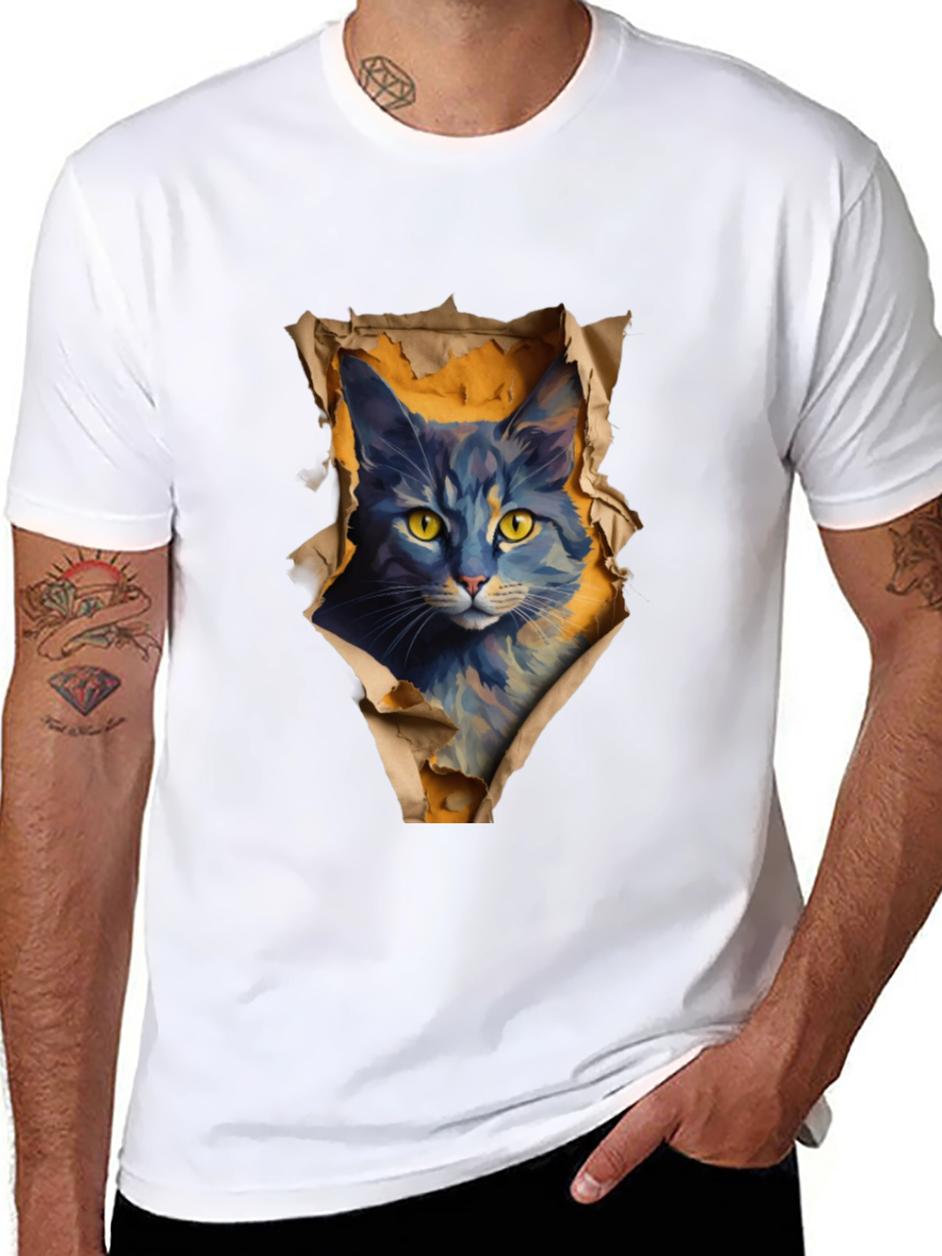 Cat Graphic Black T-Shirt