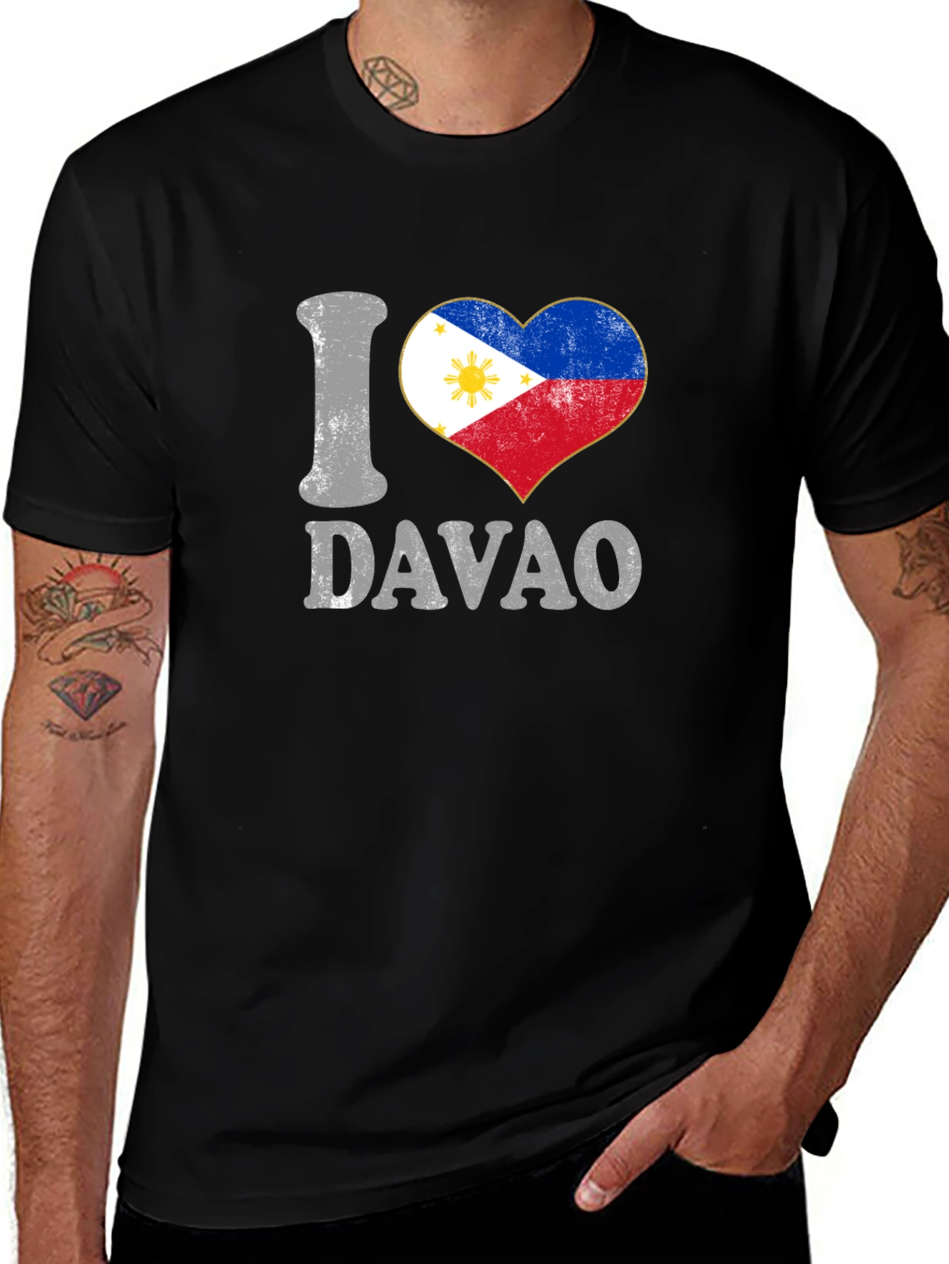 I Love Davao Philippines Heart Flag T-Shirt