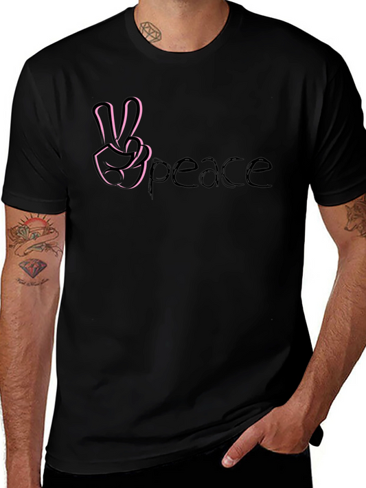 Peace Sign Graphic Tee - Stylish Black Cotton T-Shirt
