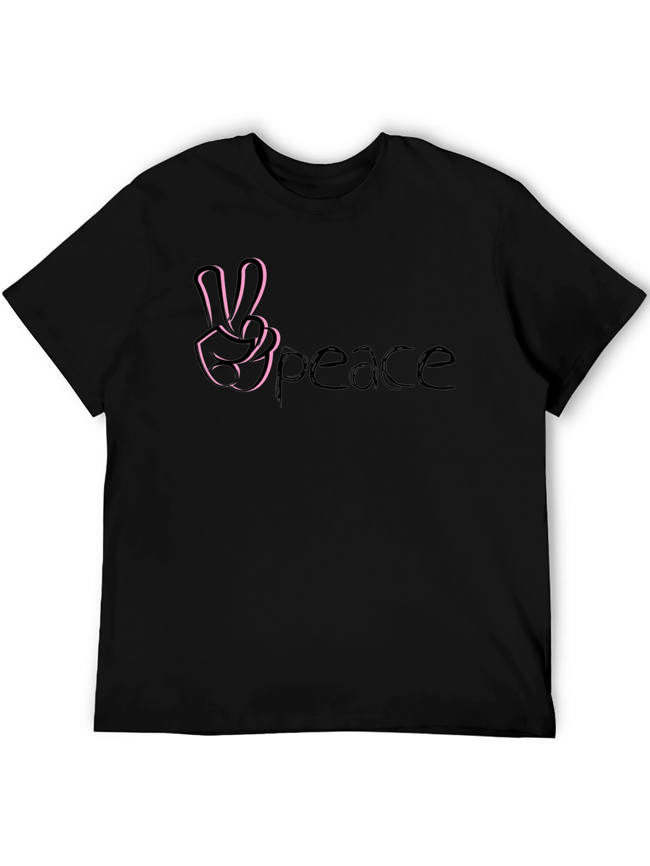 Peace Sign Graphic Tee - Stylish Black Cotton T-Shirt