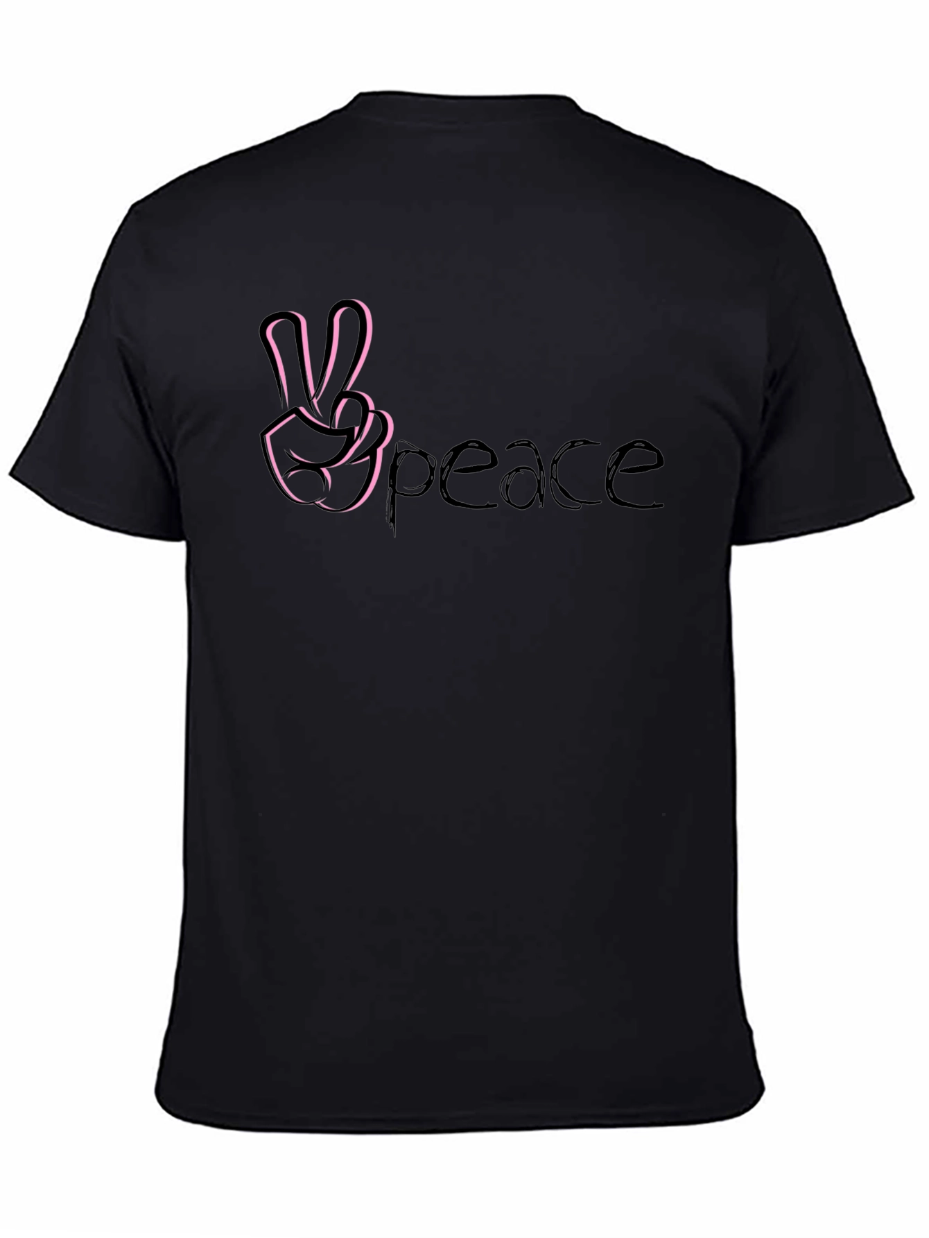 Peace Sign Graphic Tee - Stylish Black Cotton T-Shirt