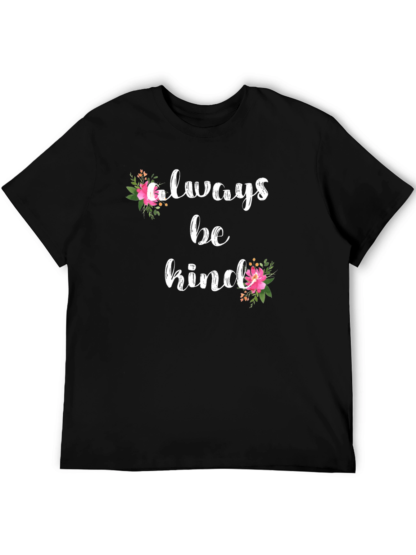 Always Be Kind Floral Graphic Tee - Black