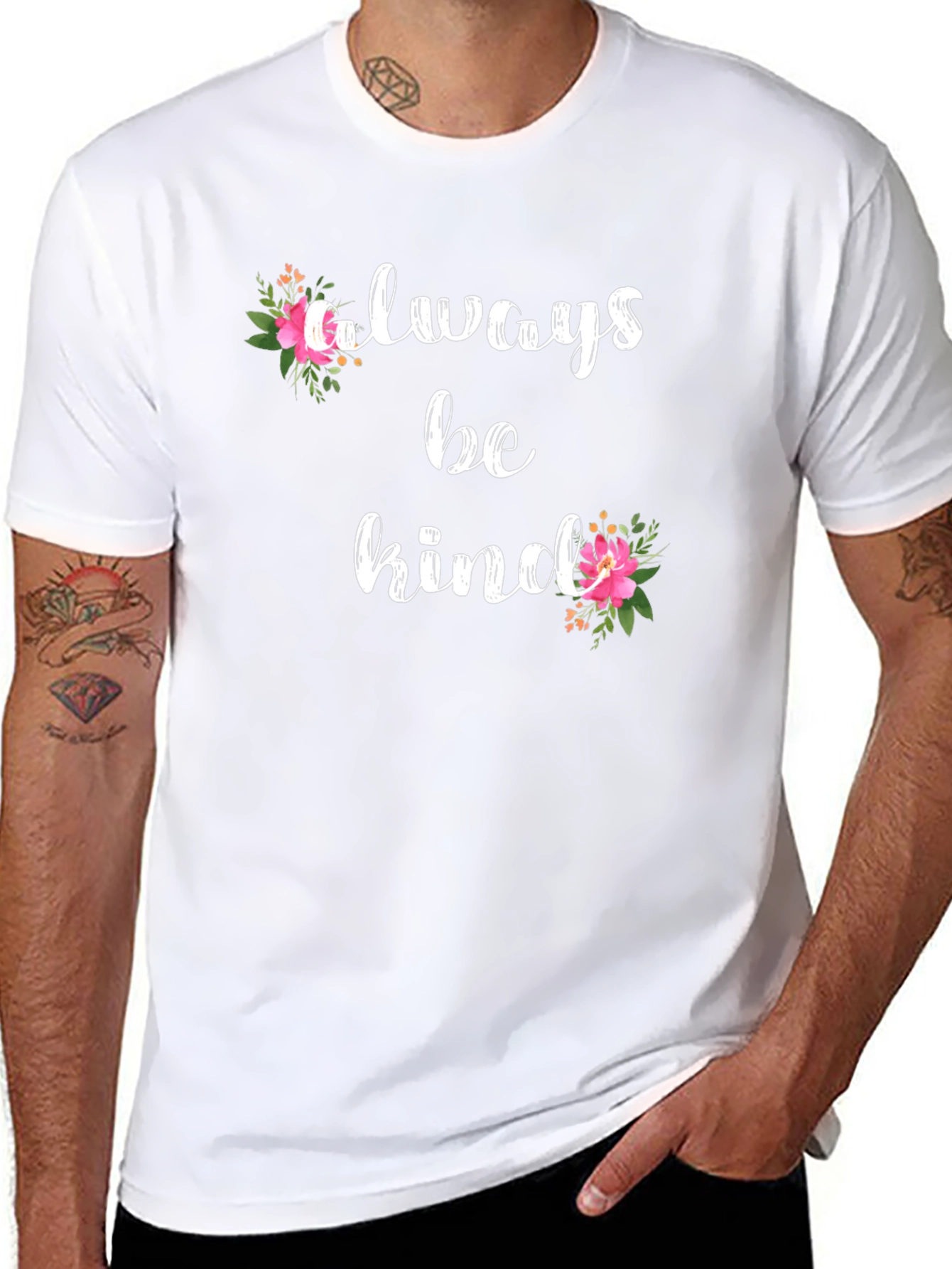 Always Be Kind Floral Graphic Tee - Black