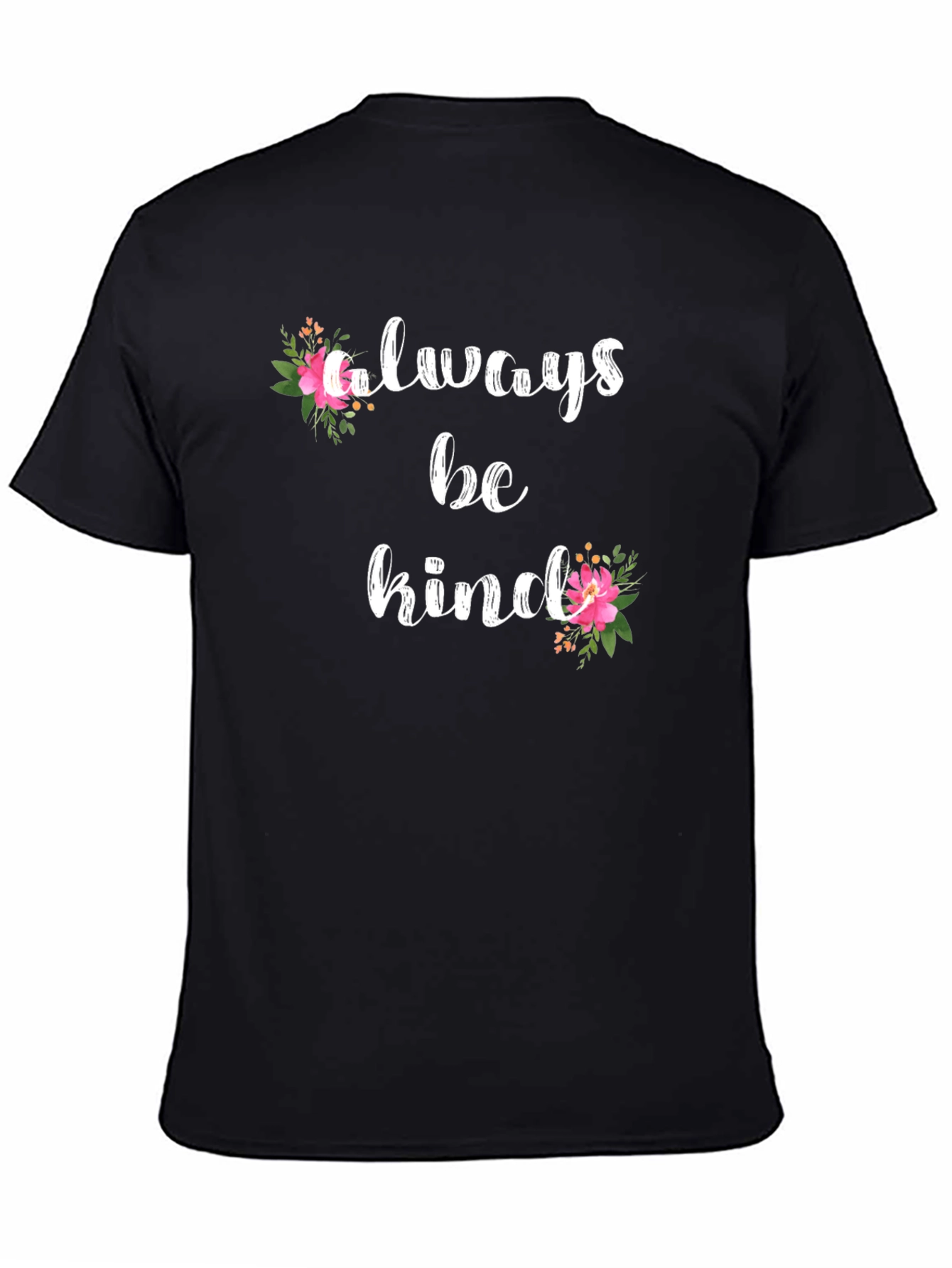 Always Be Kind Floral Graphic Tee - Black