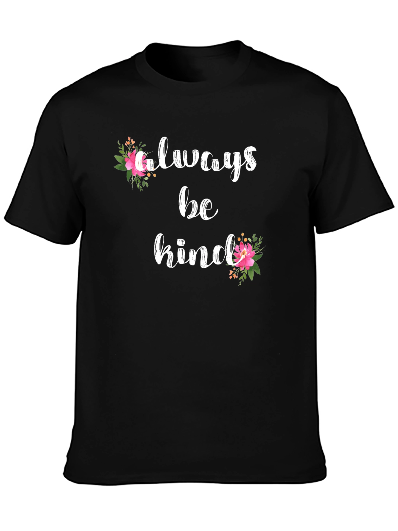 Always Be Kind Floral Graphic Tee - Black