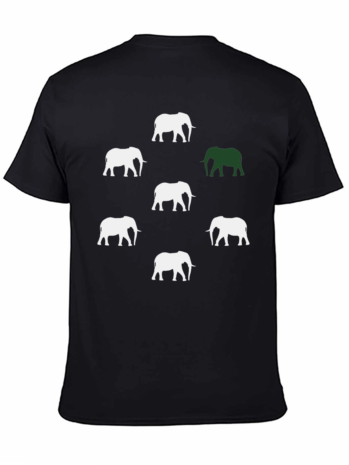Elephant Pattern Graphic Tee - Black