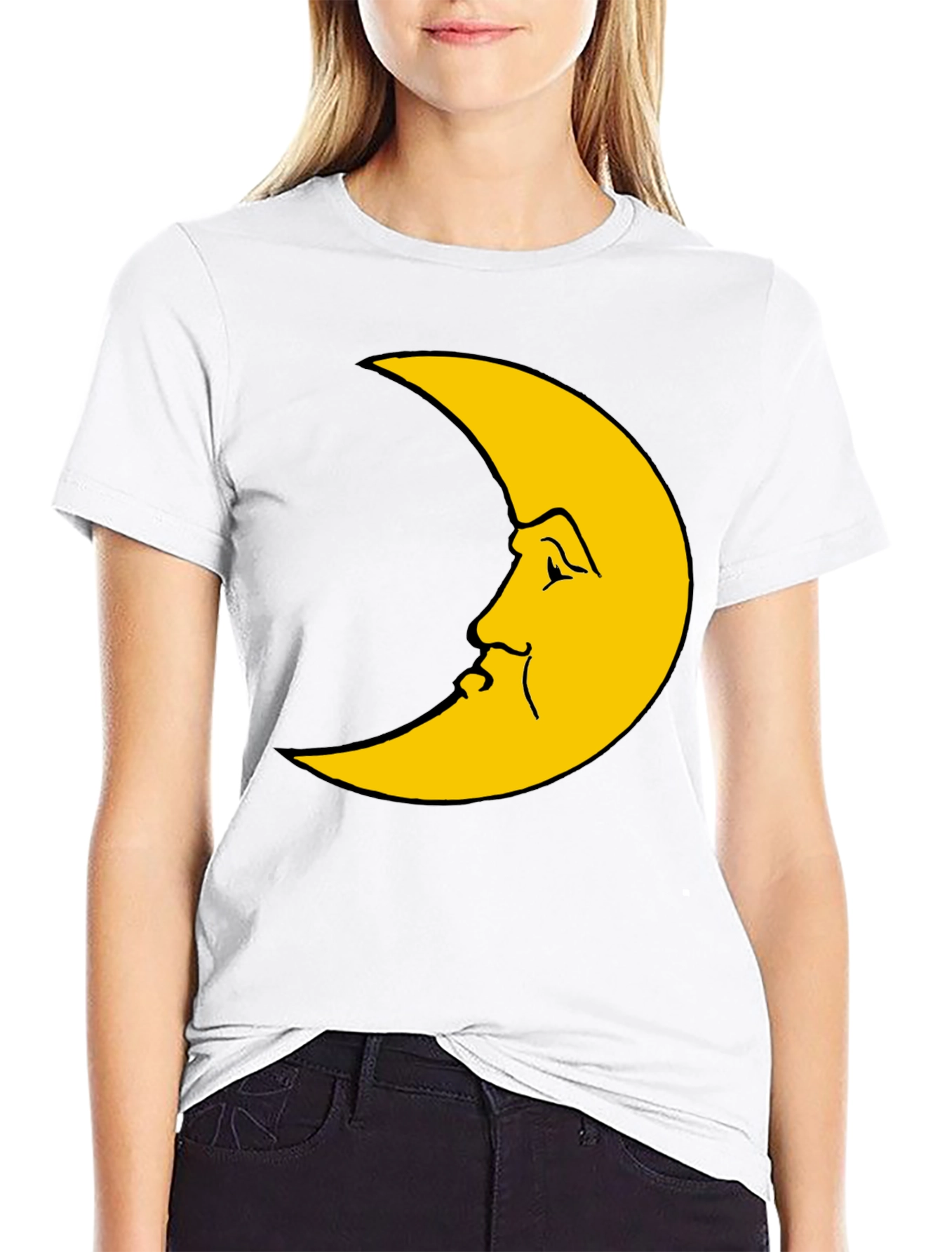 Moon Face Graphic T-Shirt - Black