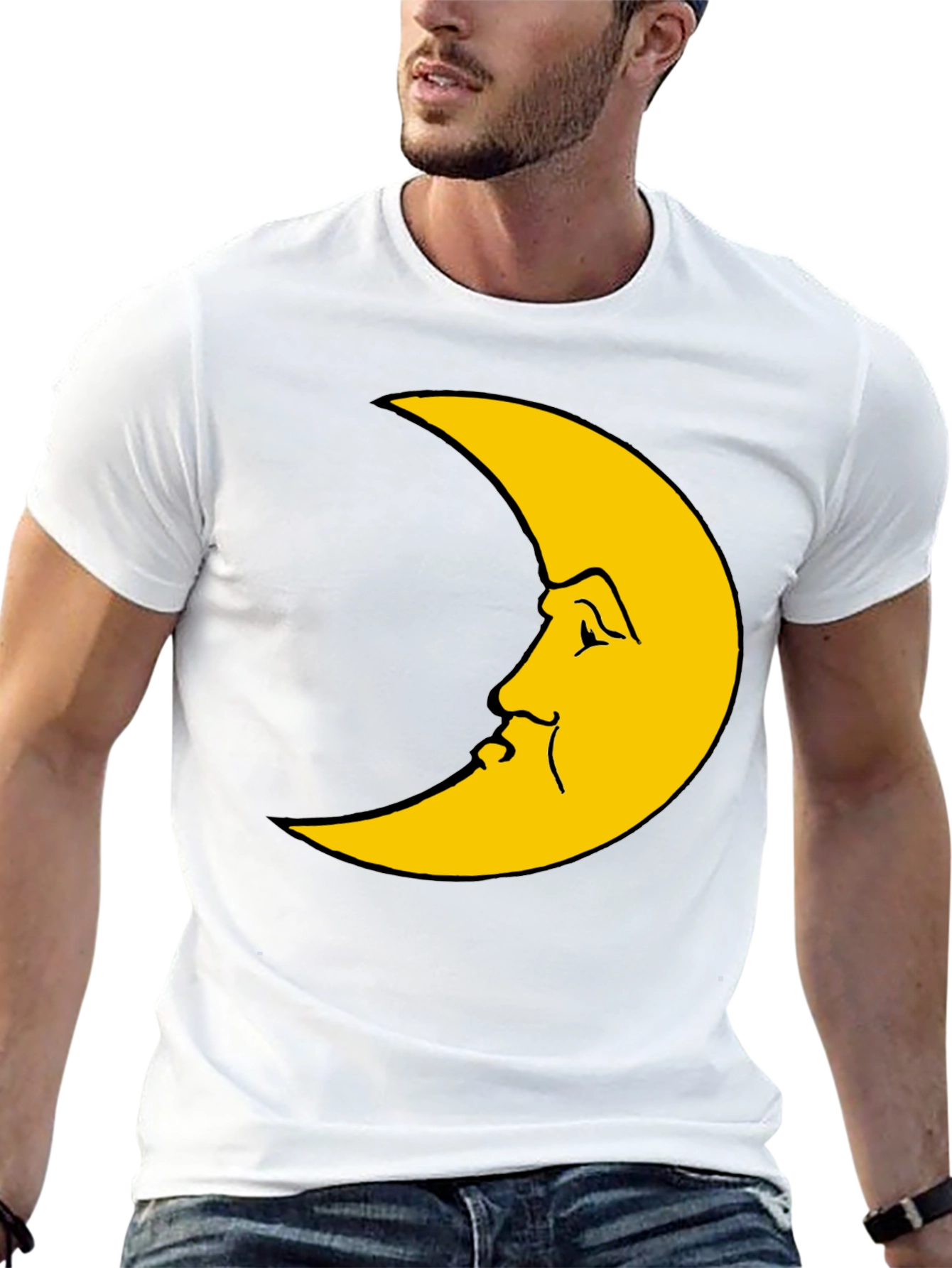 Moon Face Graphic T-Shirt - Black