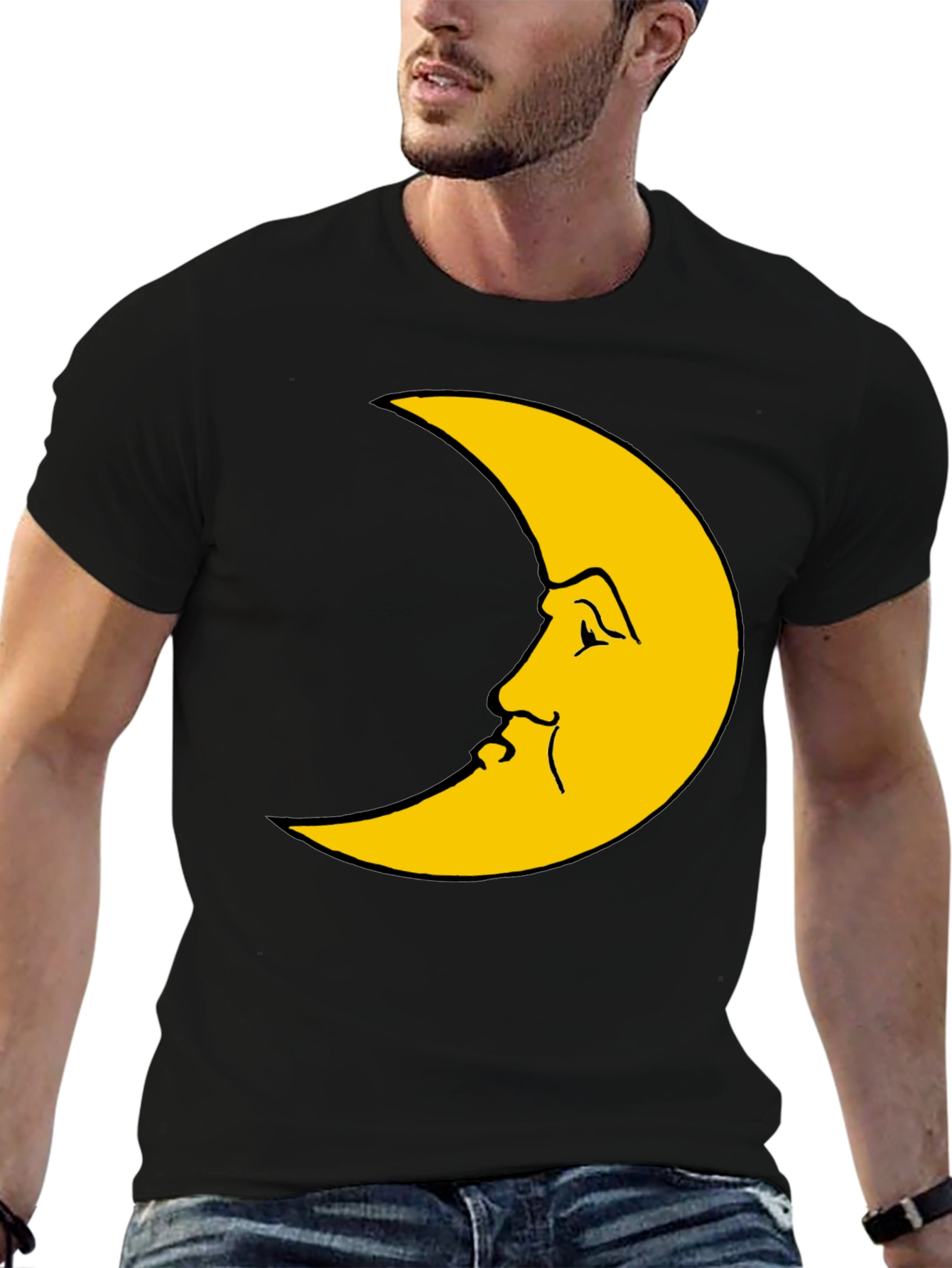 Moon Face Graphic T-Shirt - Black