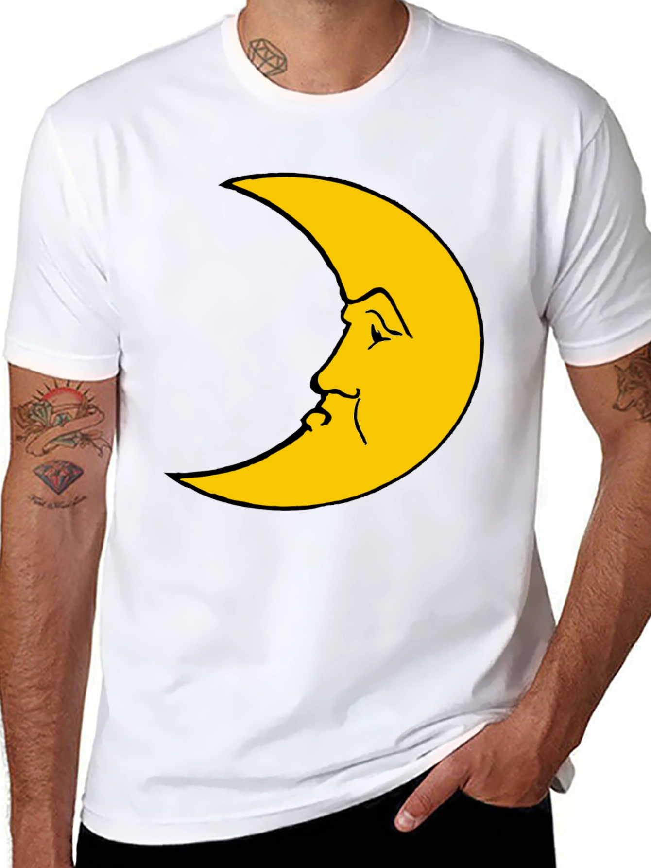 Moon Face Graphic T-Shirt - Black